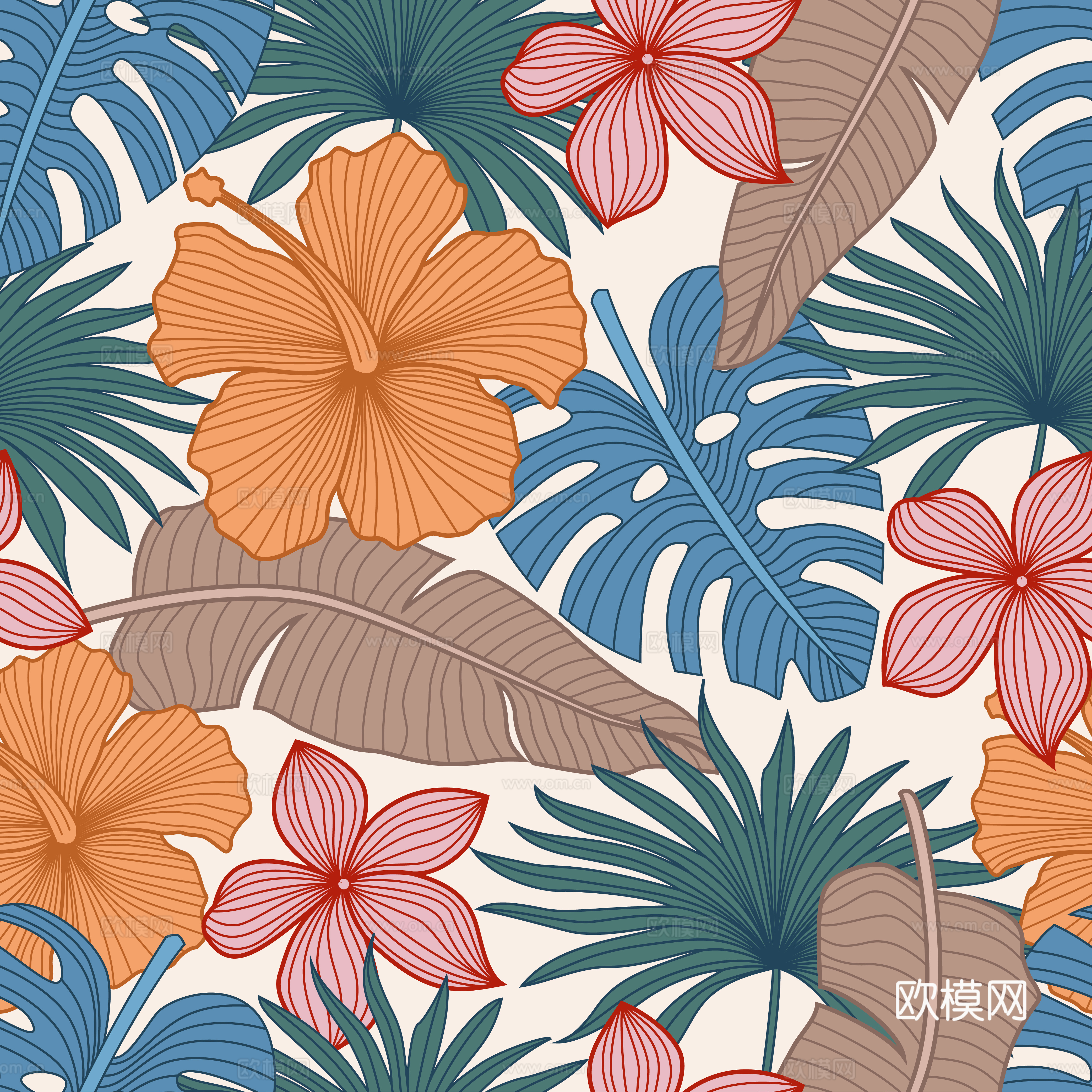 时尚热带植物花纹图案纹理肌理86