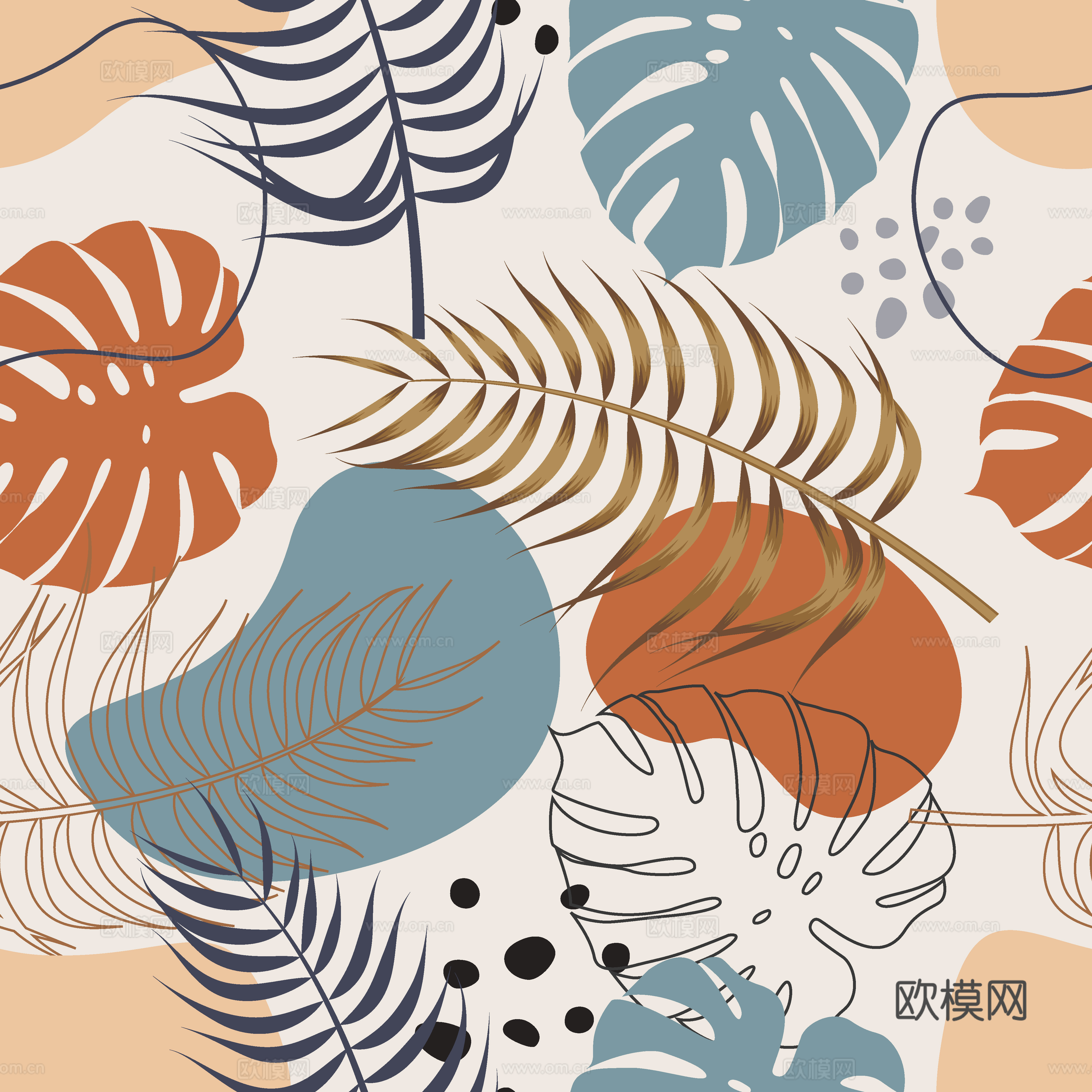 时尚热带植物花纹图案纹理肌理12