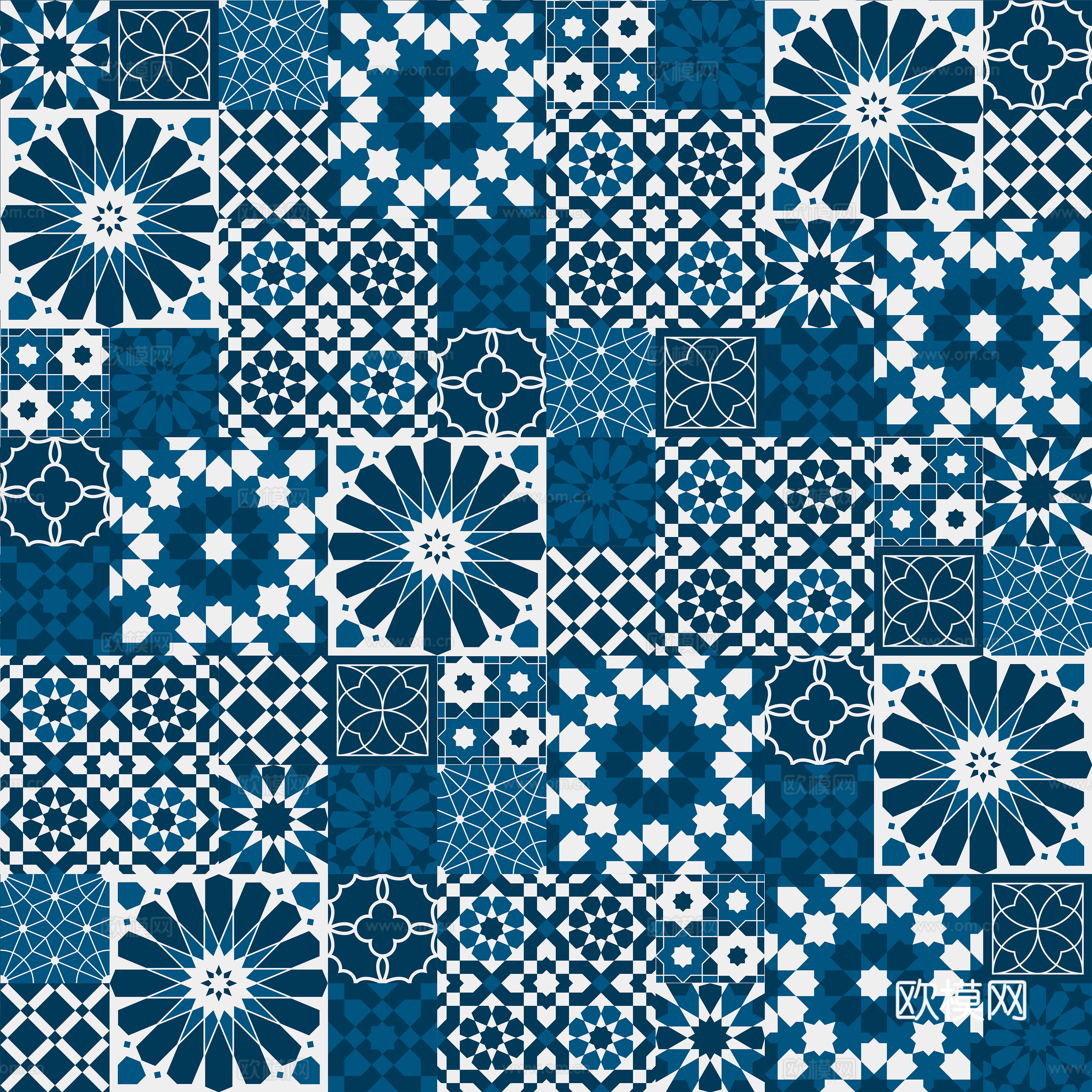 摩洛哥民族风蓝色马赛克几何图案纹理58