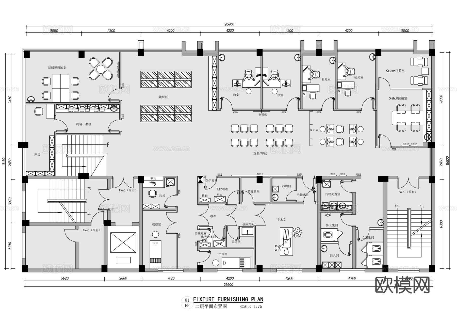 爱尔眼科眼诊医院cad施工图