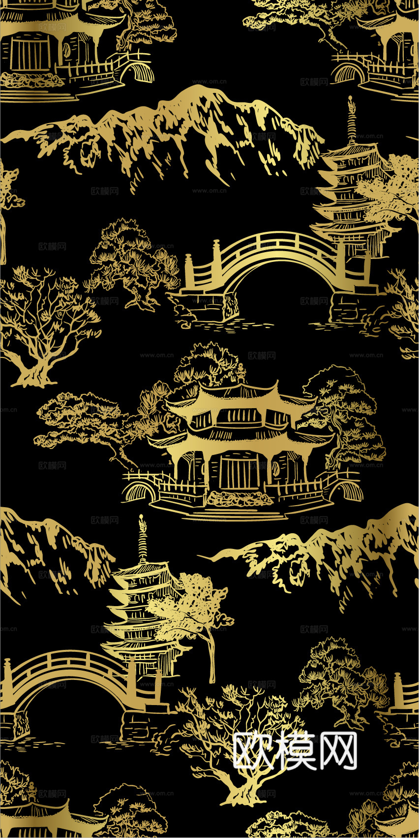 传统风黑金图案纹理肌理16