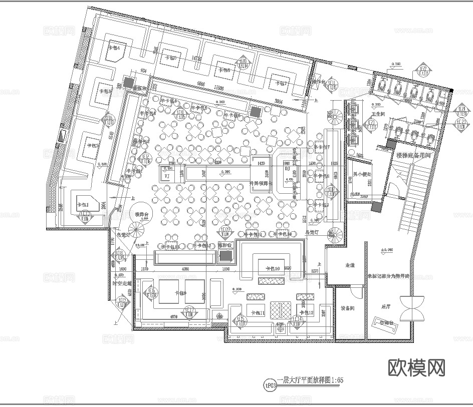 高档时尚KTV酒吧 最新全套施工图设计cad施工图
