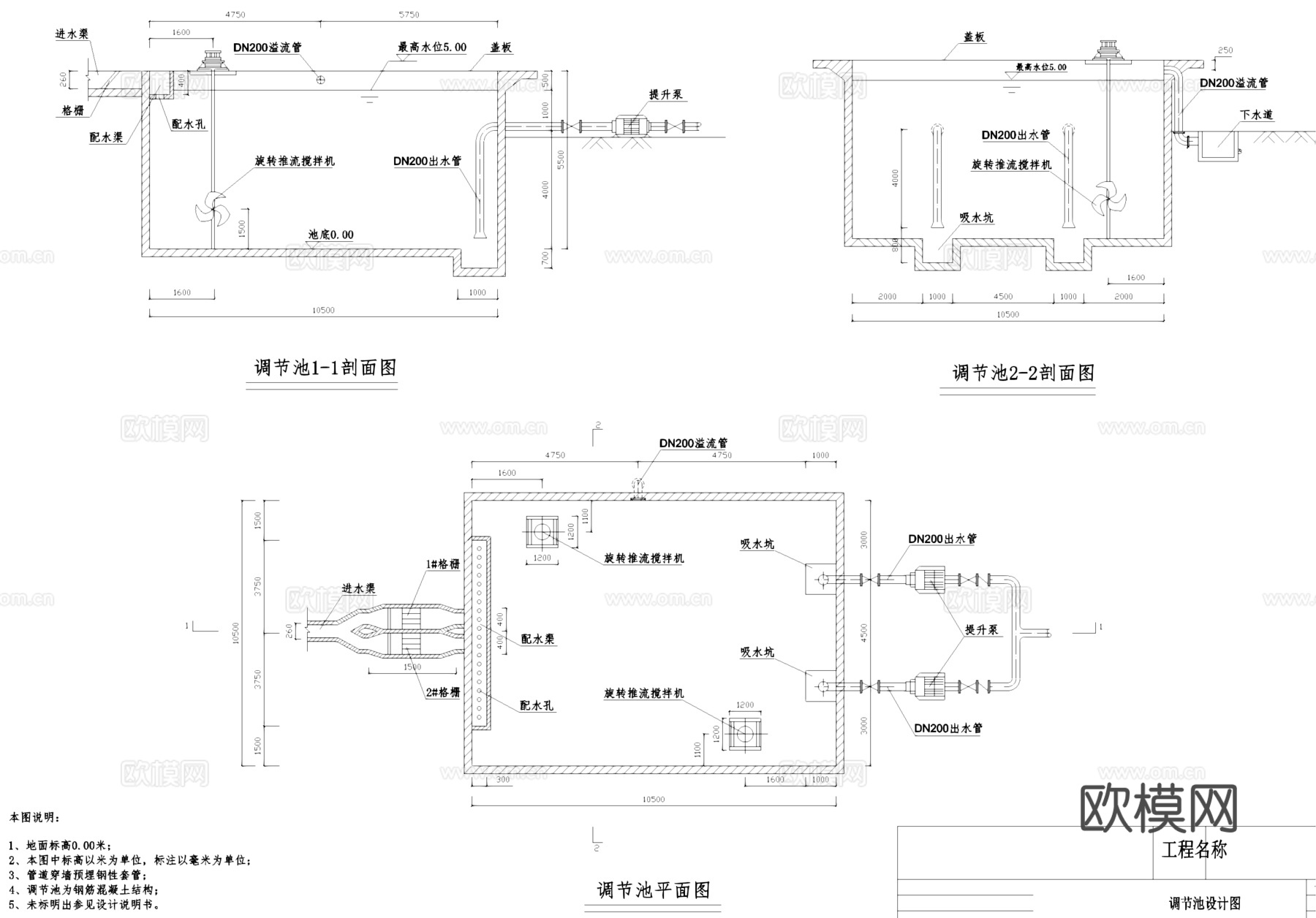 啤酒厂废水处理给排水工程CAD施工图集cad施工图