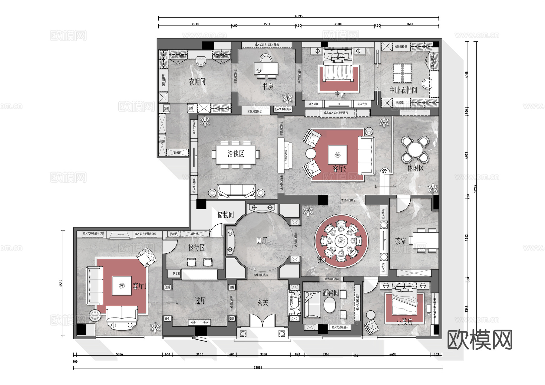 全屋定制家具展厅 最新平面施工图设计cad施工图