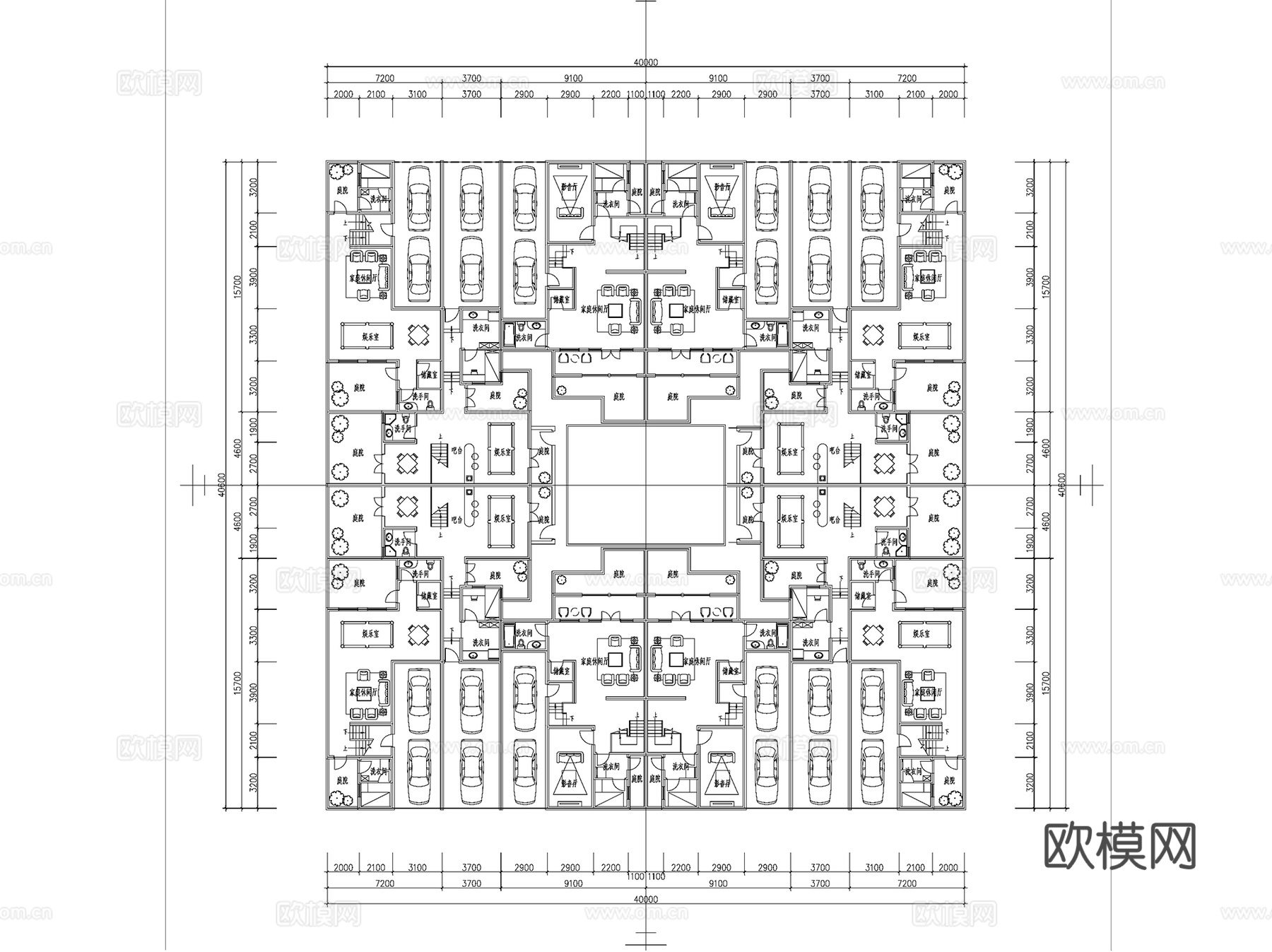 别墅四合院建筑CAD施工图cad施工图