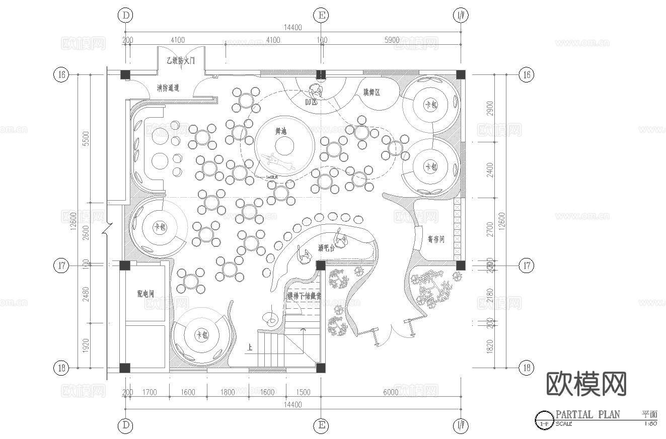 高档时尚酒吧  最新全套施工图设计cad施工图