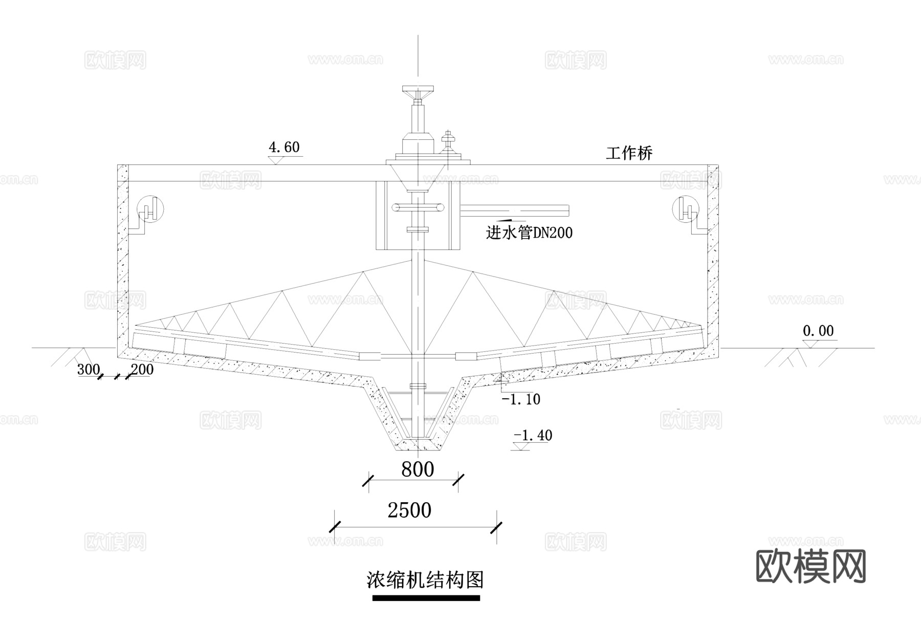 水厂排泥水处理浓缩池工艺CAD施工图集cad施工图