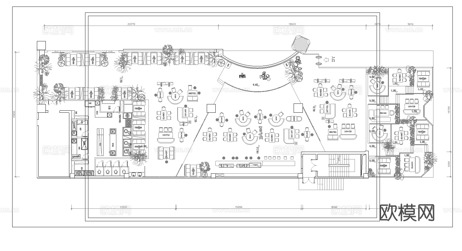 700平音乐餐厅 最新平面施工图设计cad施工图