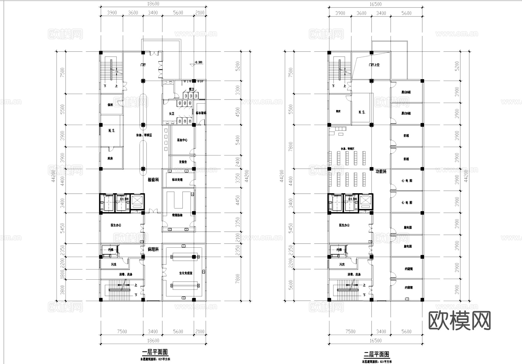 昆明东川中医医院综合楼建筑平立剖面CAD施工图cad施工图