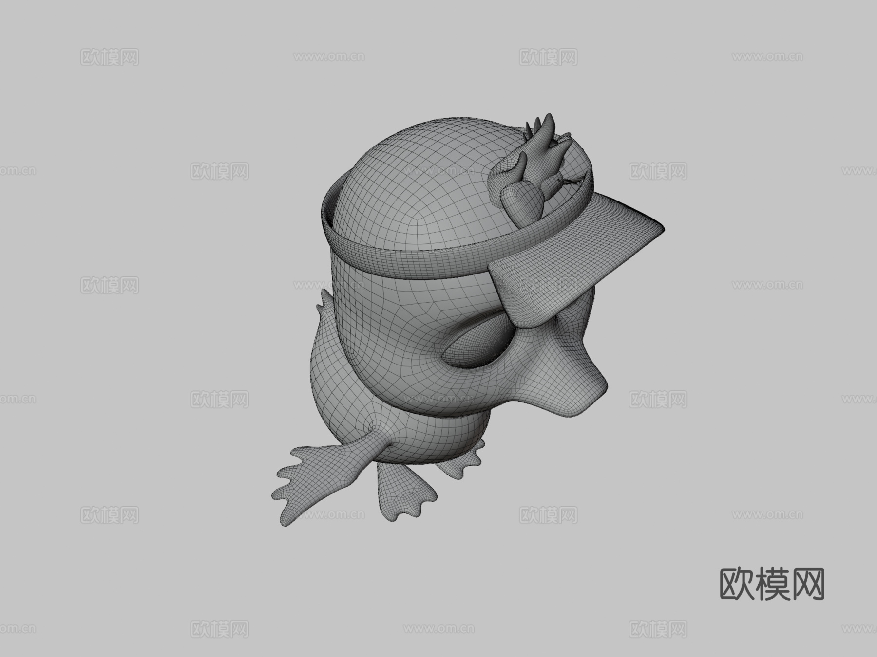 资产卡通角色鸭子骨骼3d模型下载（渲染图3）