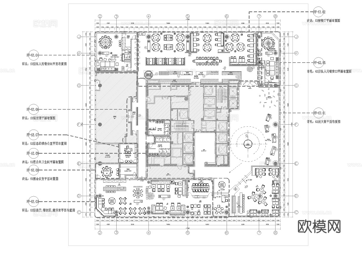 1500平特色餐厅 最新全套施工图设计cad施工图