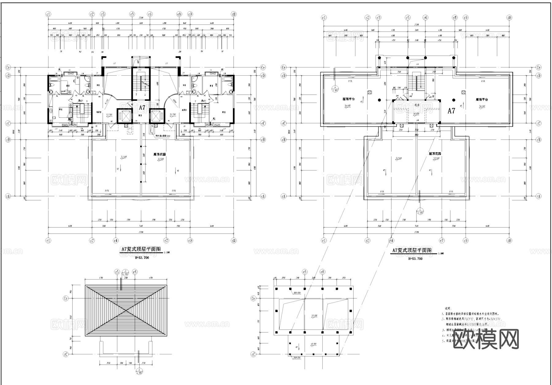 住宅小区独栋居住建筑CAD施工图集cad施工图
