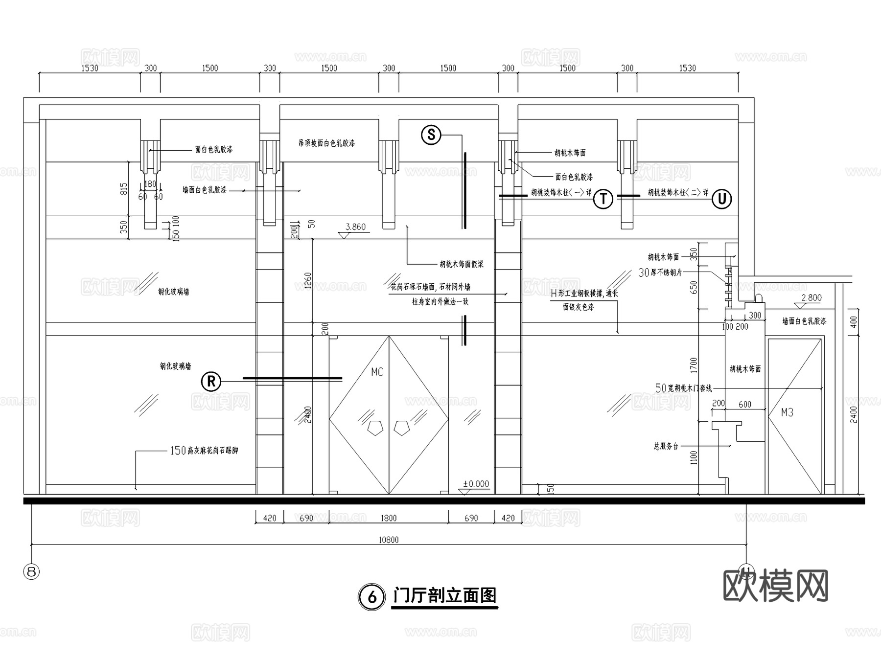 宾馆门厅室内装饰CAD施工图集cad施工图
