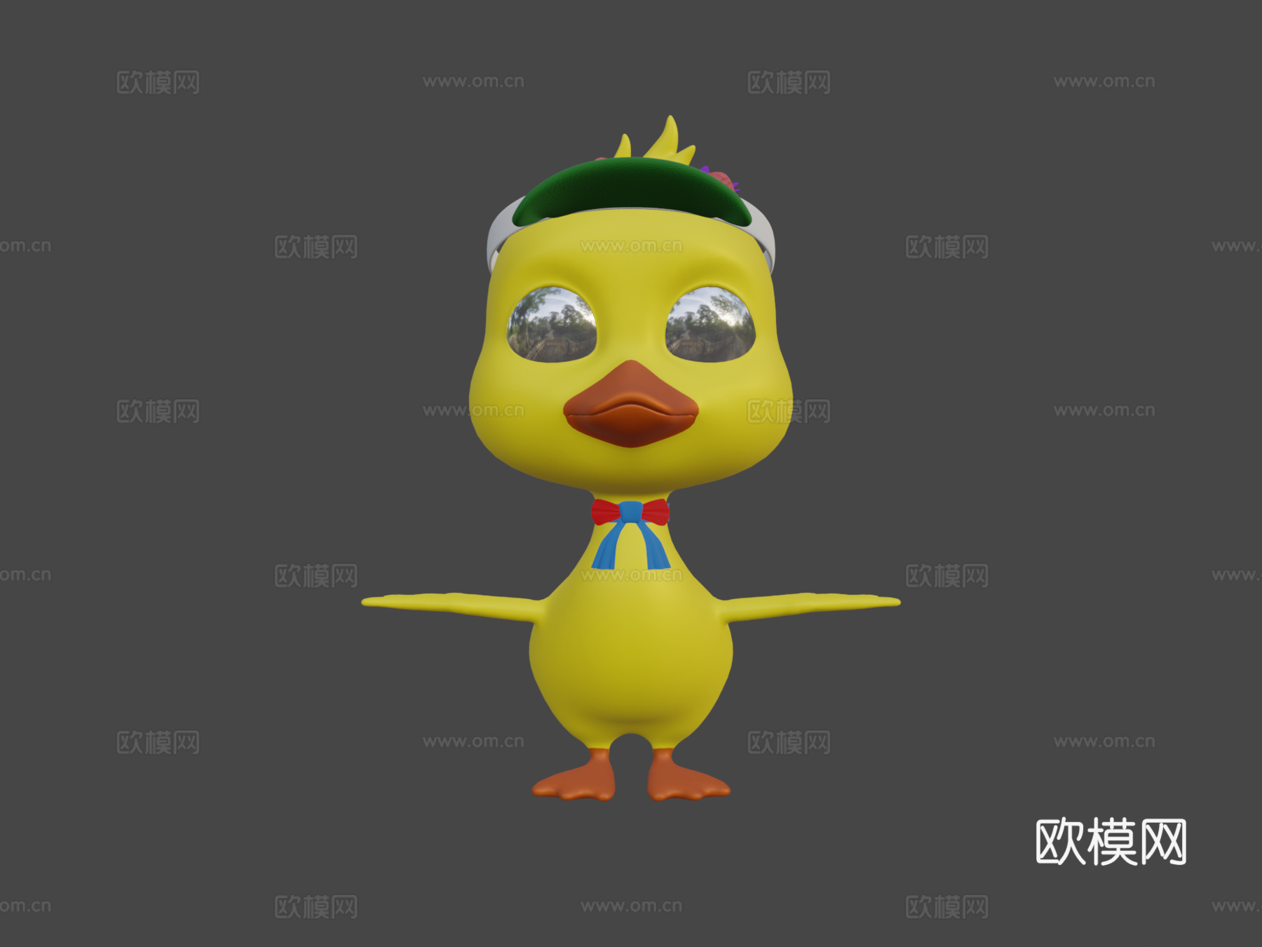 资产卡通角色鸭子骨骼3d模型下载（渲染图6）