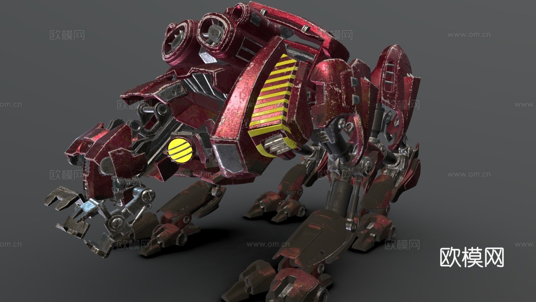 暗红四足机器人3d模型下载（渲染图1）