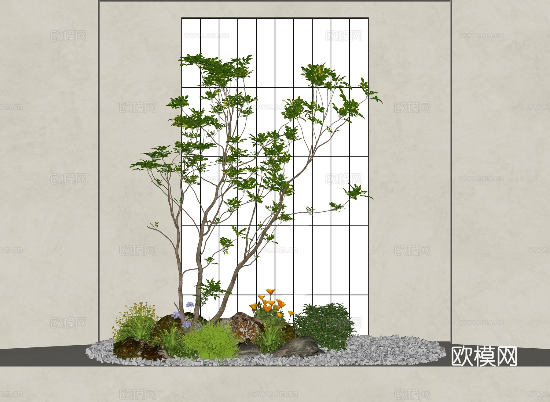 室内景观 室内小景 缝隙景观 室内造景 室内植物 庭院景观su模型