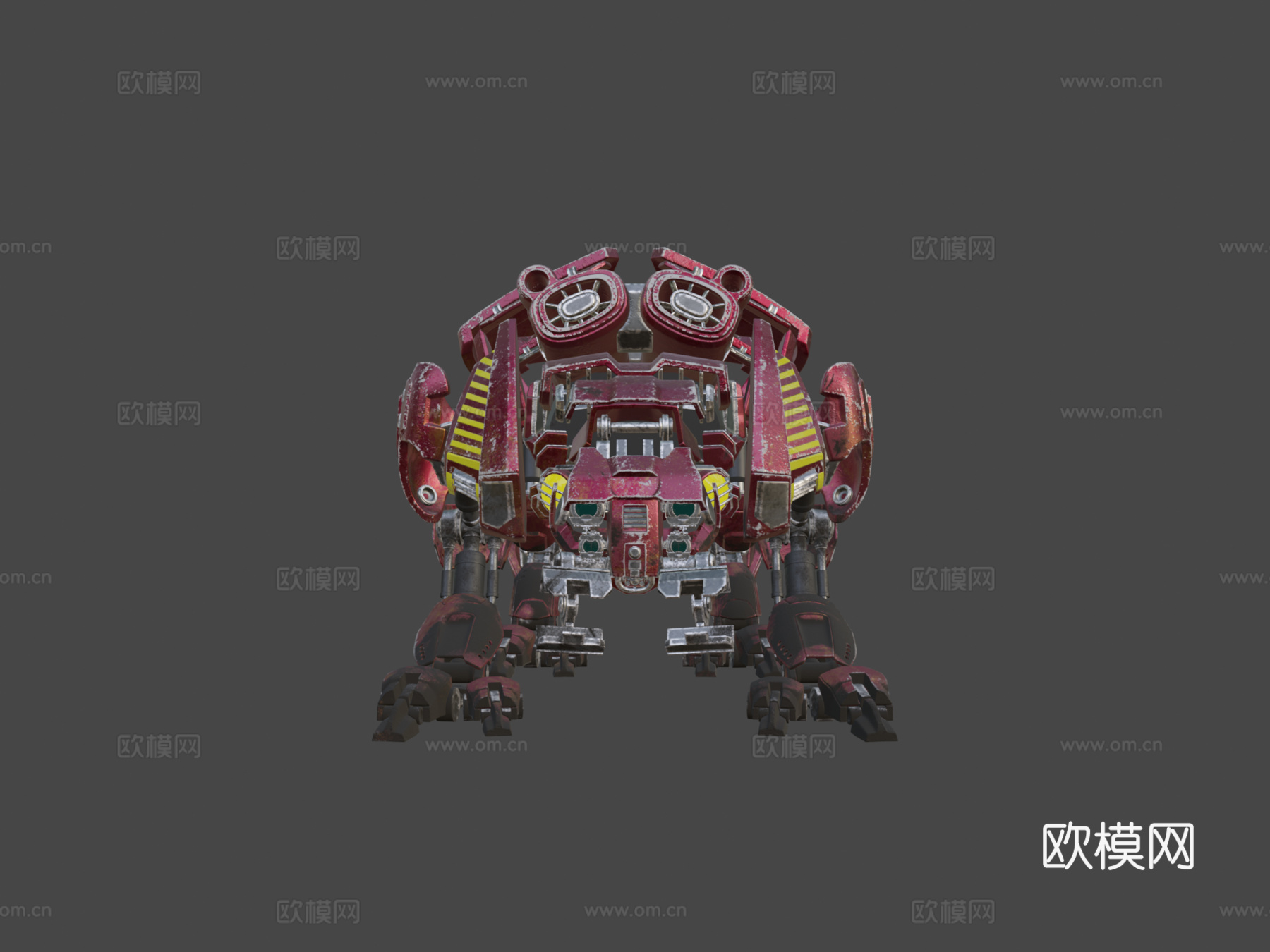 暗红四足机器人3d模型下载（渲染图5）