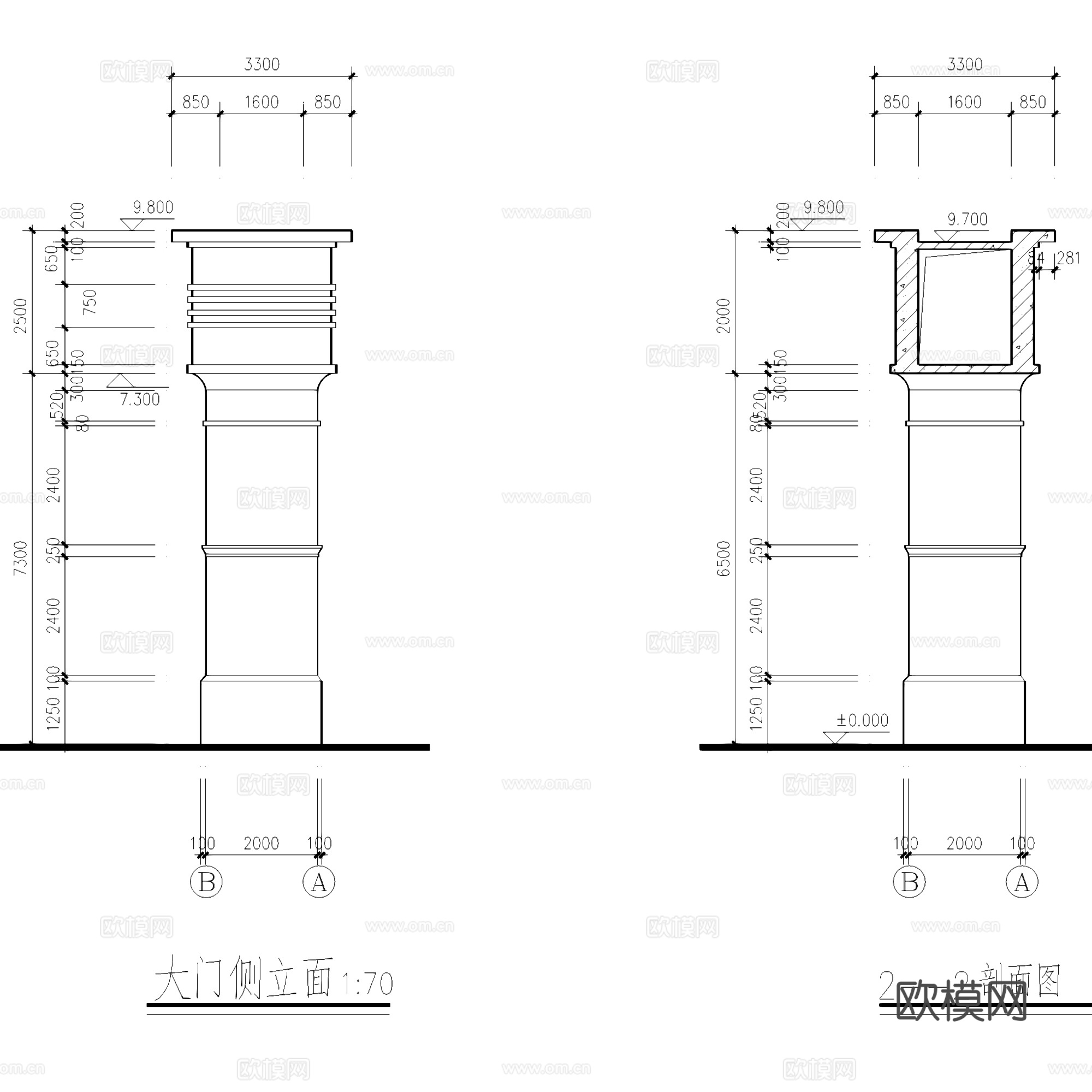 五金机电产品批发市场大门CAD施工详图集cad施工图