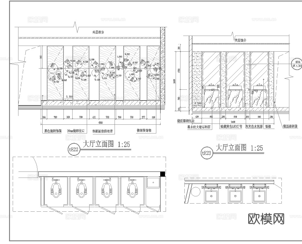 高档时尚KTV酒吧 最新全套施工图设计cad施工图