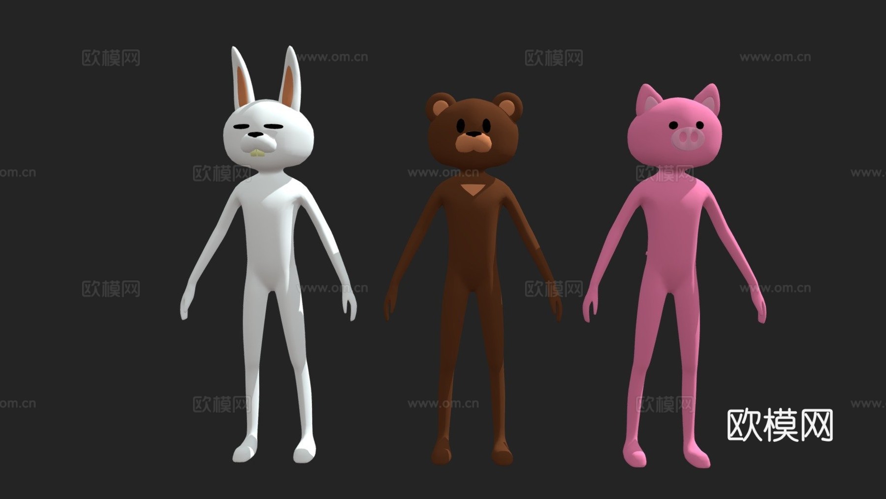 低多边形动物吉祥物3d模型下载（渲染图1）