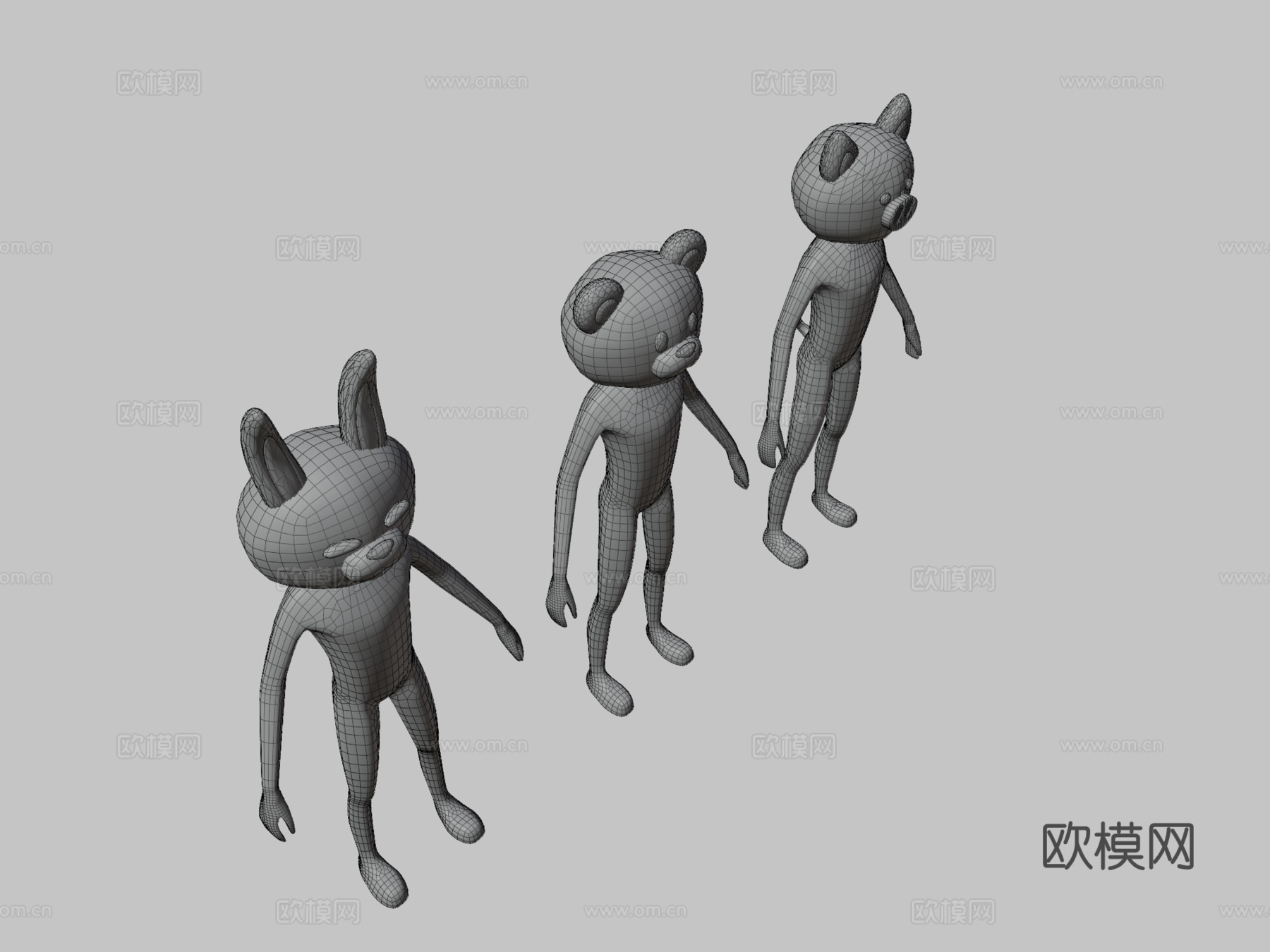 低多边形动物吉祥物3d模型下载（渲染图3）