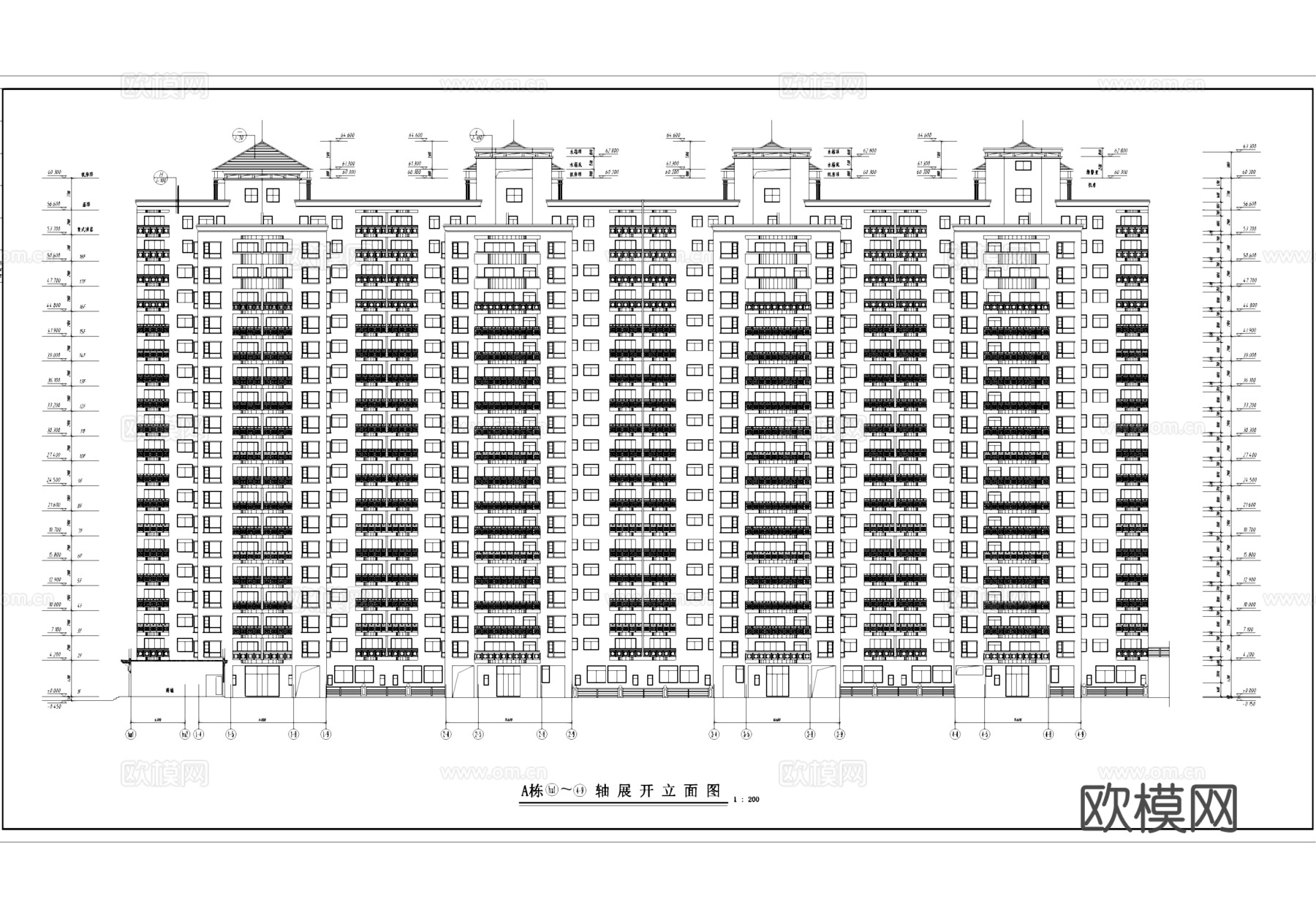 住宅小区独栋居住建筑CAD施工图集cad施工图