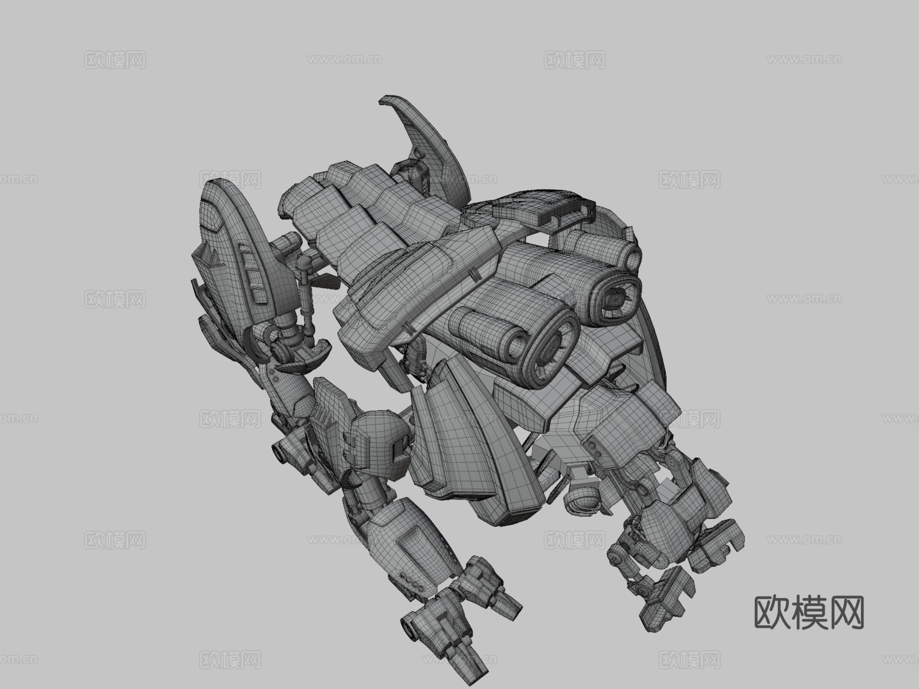 暗红四足机器人3d模型下载（渲染图3）