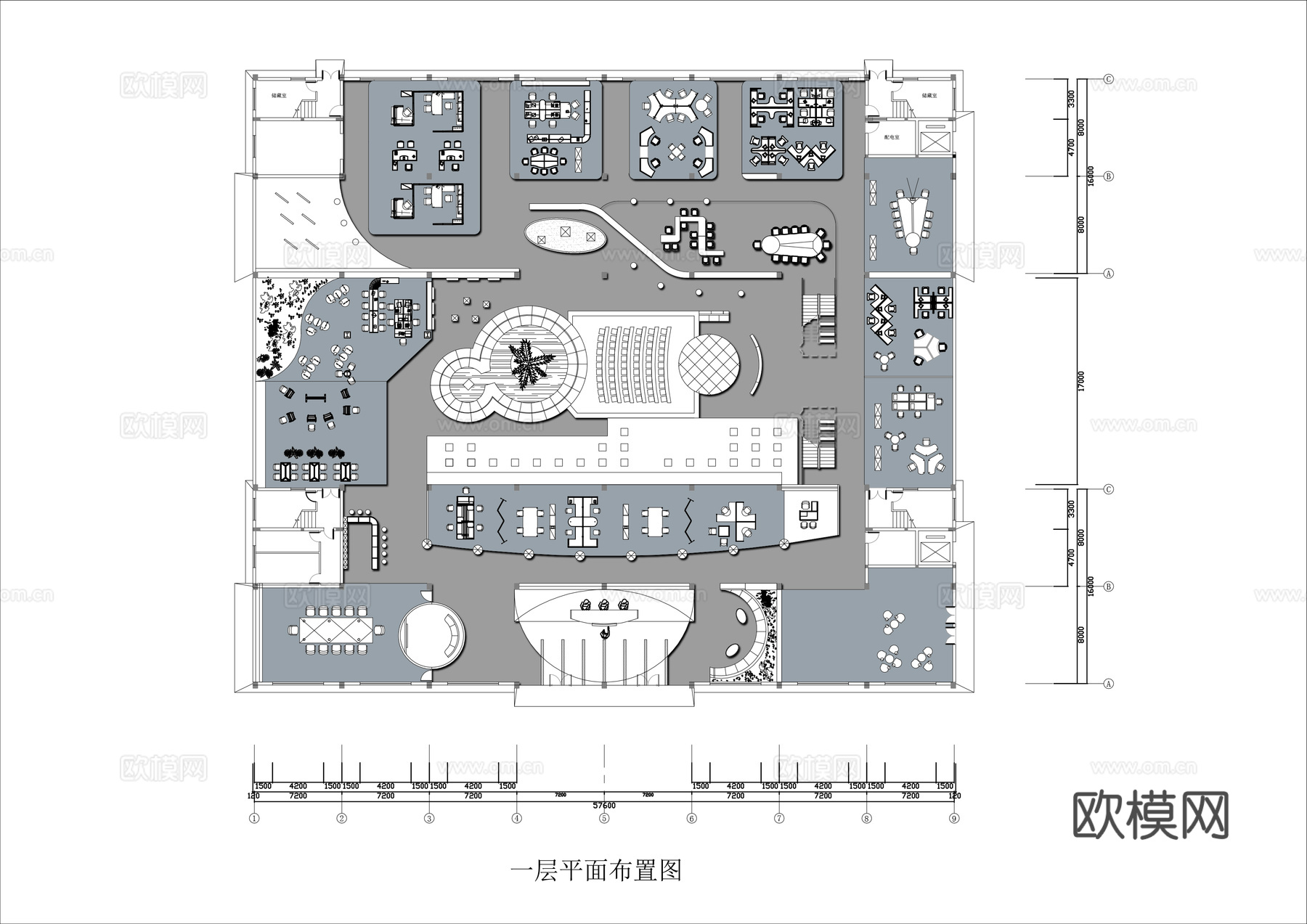 全屋定制办公家具展厅 最新平面施工图设计cad施工图