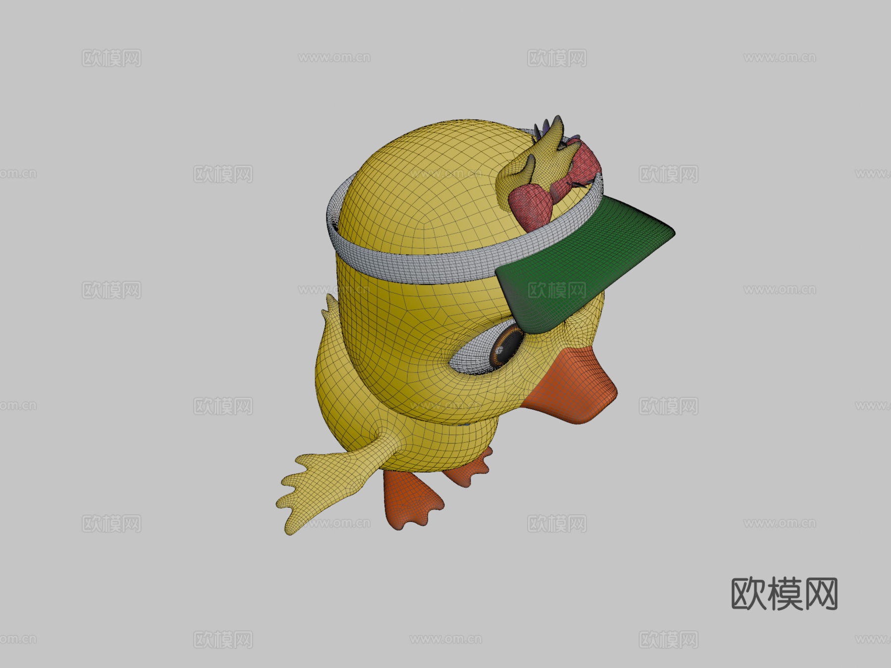 资产卡通角色鸭子骨骼3d模型下载（渲染图2）