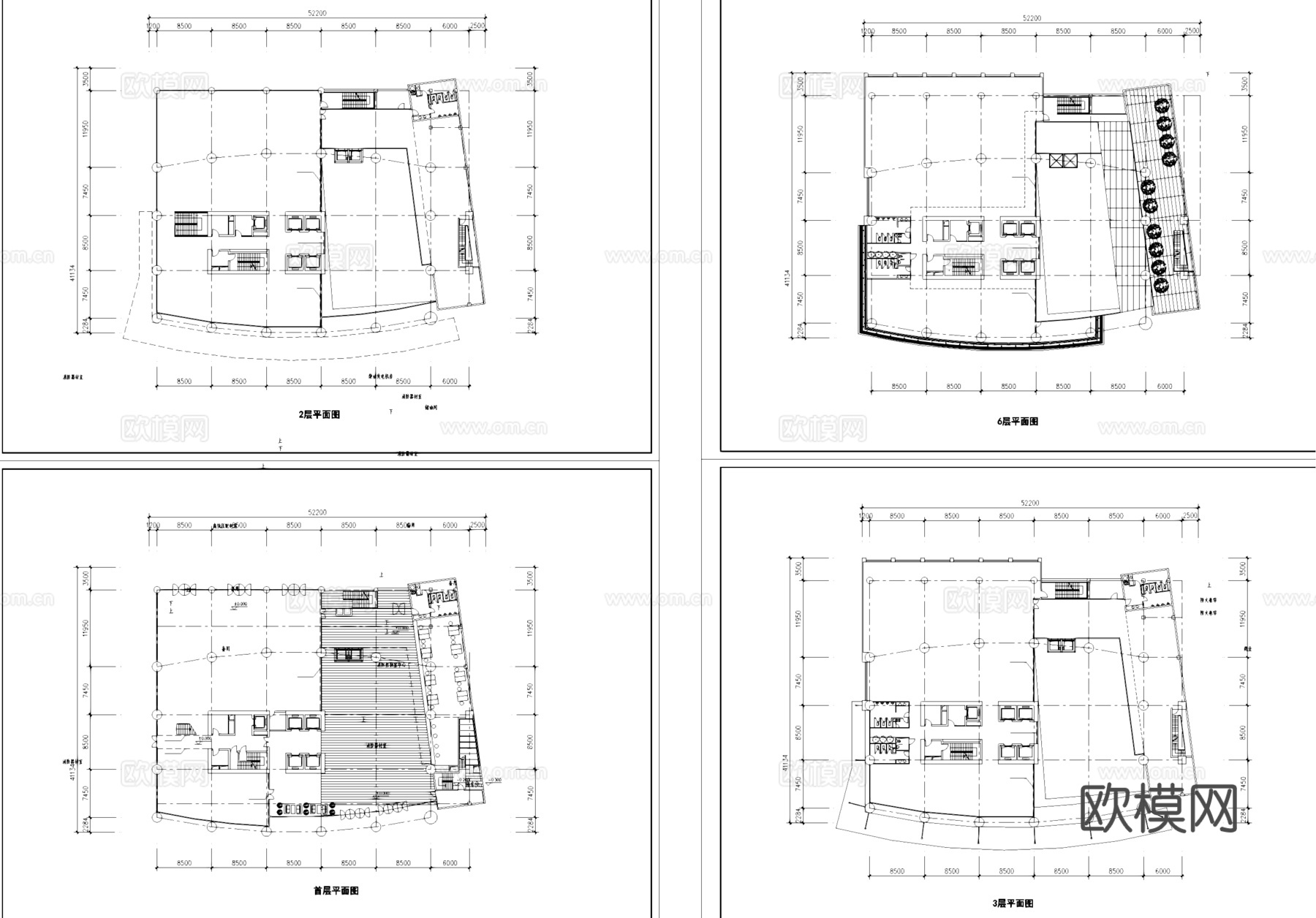 酒店办公高层综合楼建筑CAD施工图集cad施工图