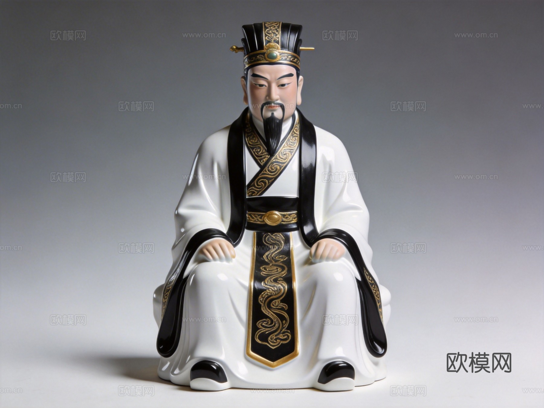 秦始皇玻璃钢雕塑美陈摆件su模型