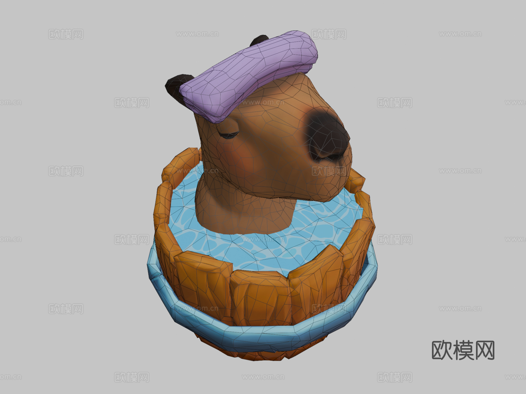 放松的水豚3d模型下载（渲染图2）