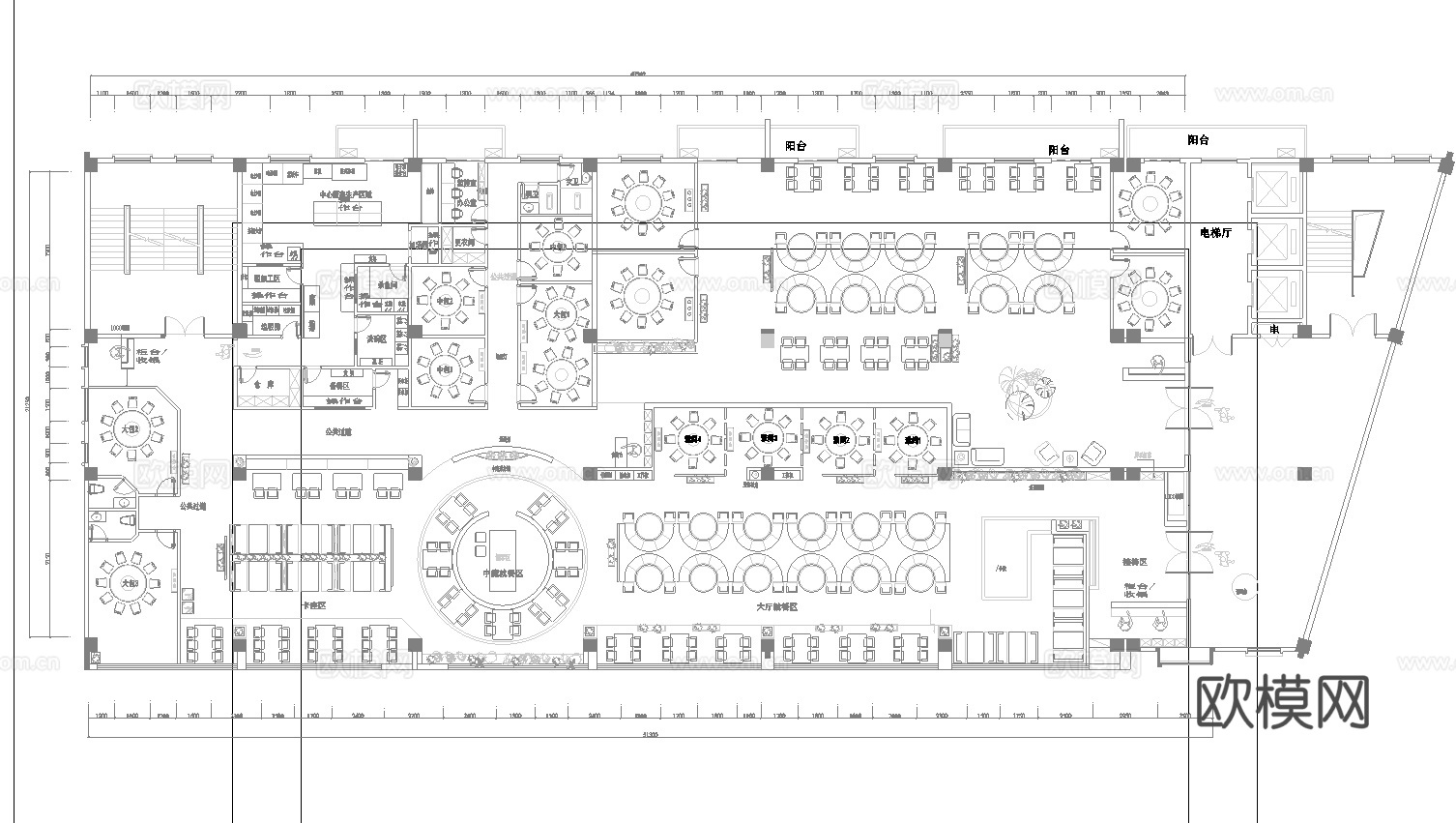 1100平特色餐厅 最新平面施工图设计cad施工图