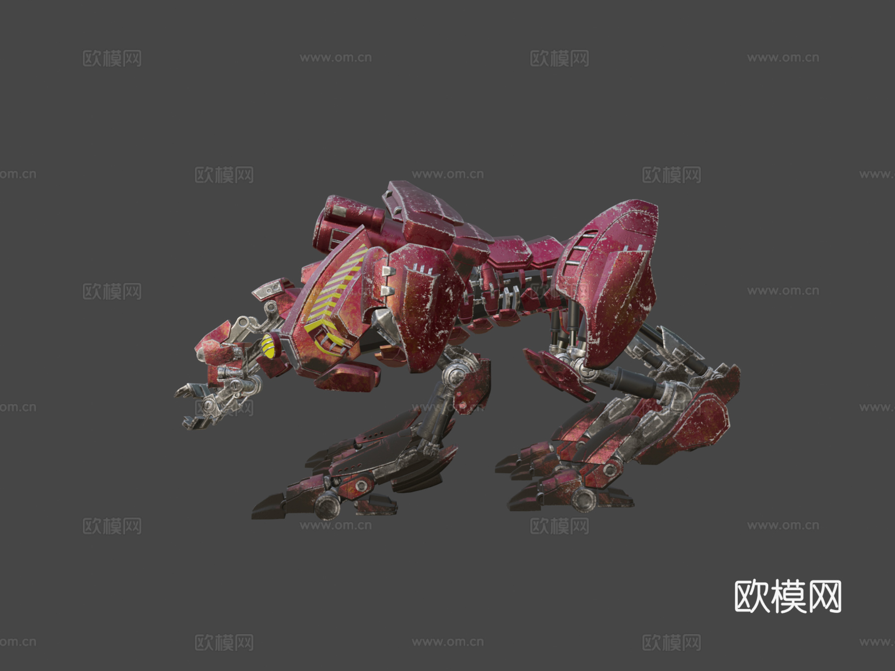 暗红四足机器人3d模型下载（渲染图7）