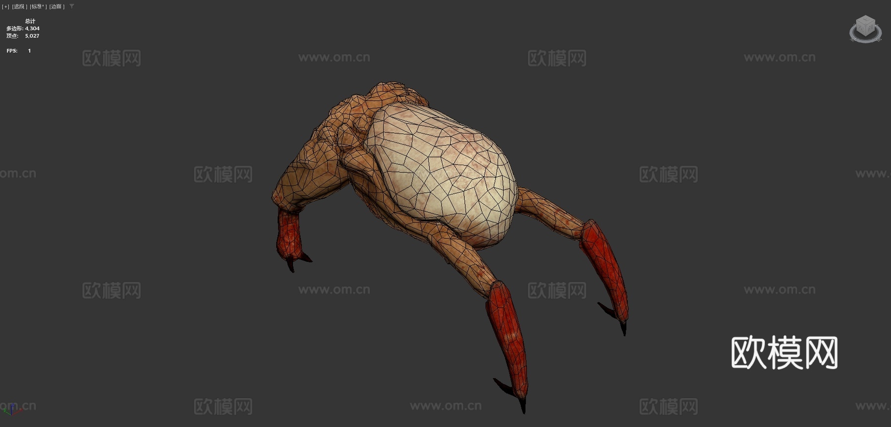 经典头蟹3d模型下载（渲染图4）