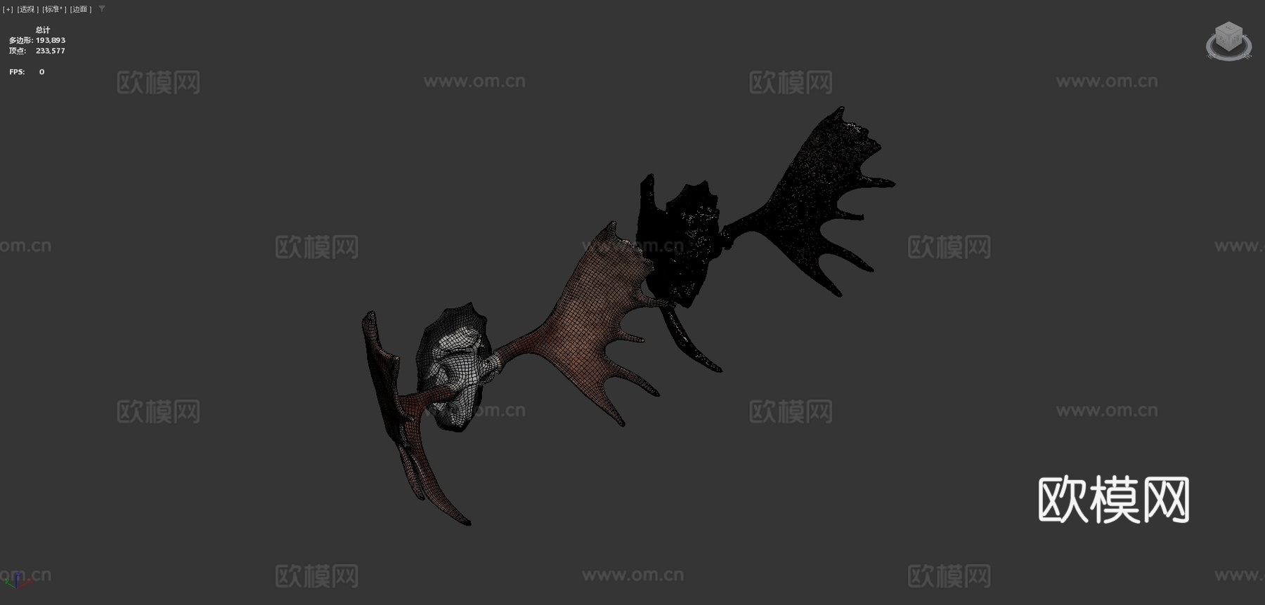 驼鹿角高低多边形扫描3d模型下载（渲染图4）