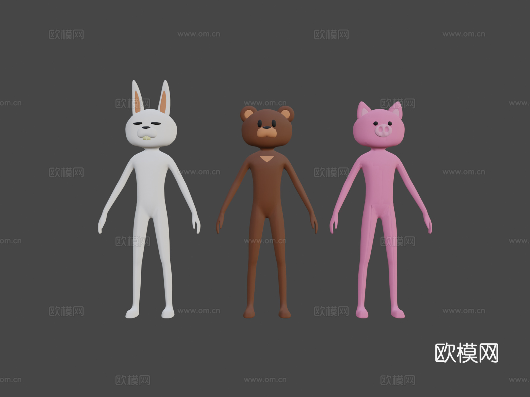 低多边形动物吉祥物3d模型下载（渲染图8）