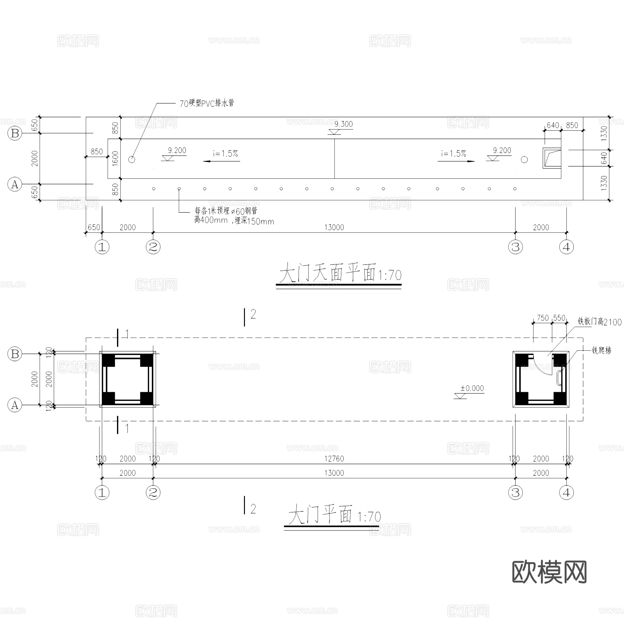 五金机电产品批发市场大门CAD施工详图集cad施工图