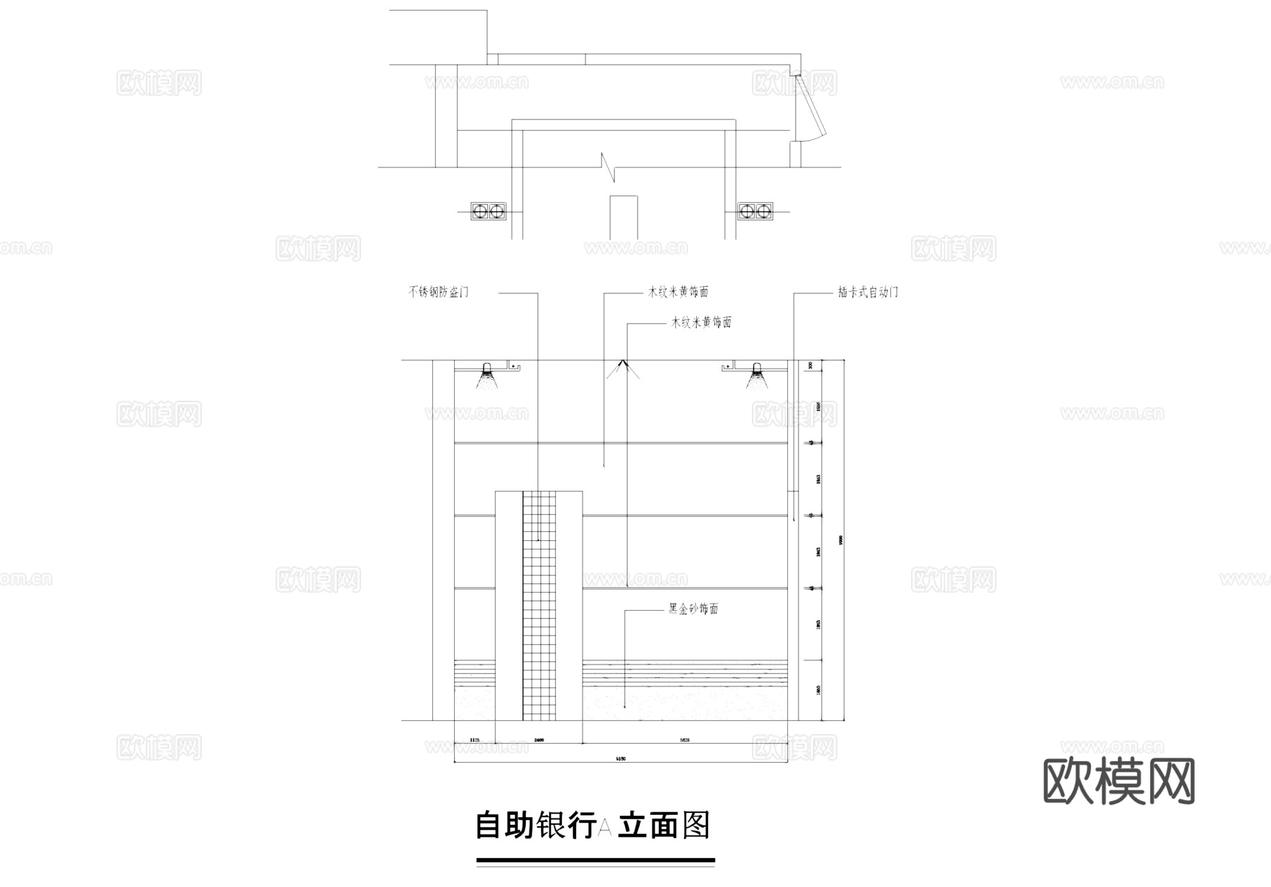 中信实业银行三山支行室内装饰CAD施工图集cad施工图