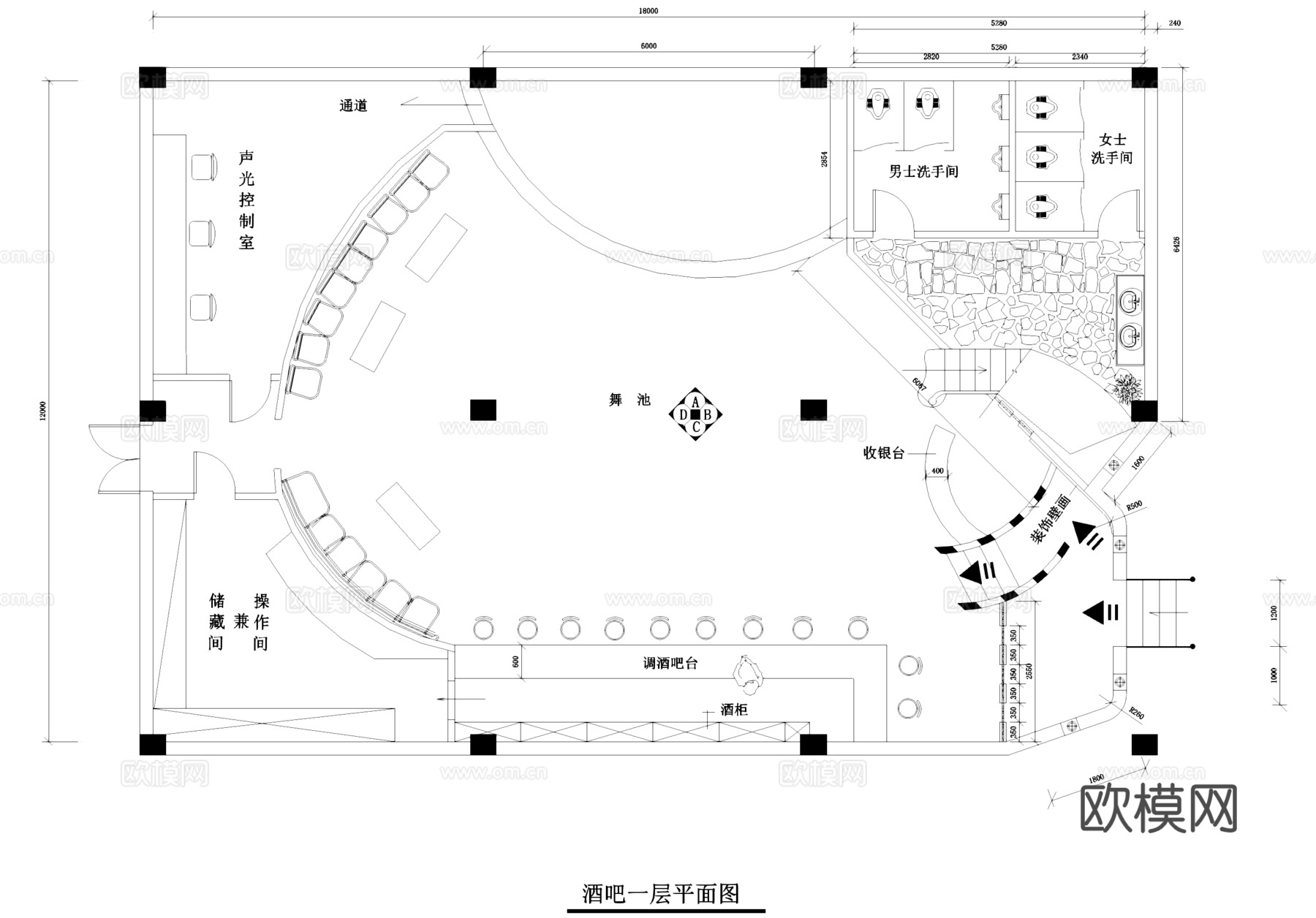 酒吧舞厅室内装饰CAD施工图集cad施工图