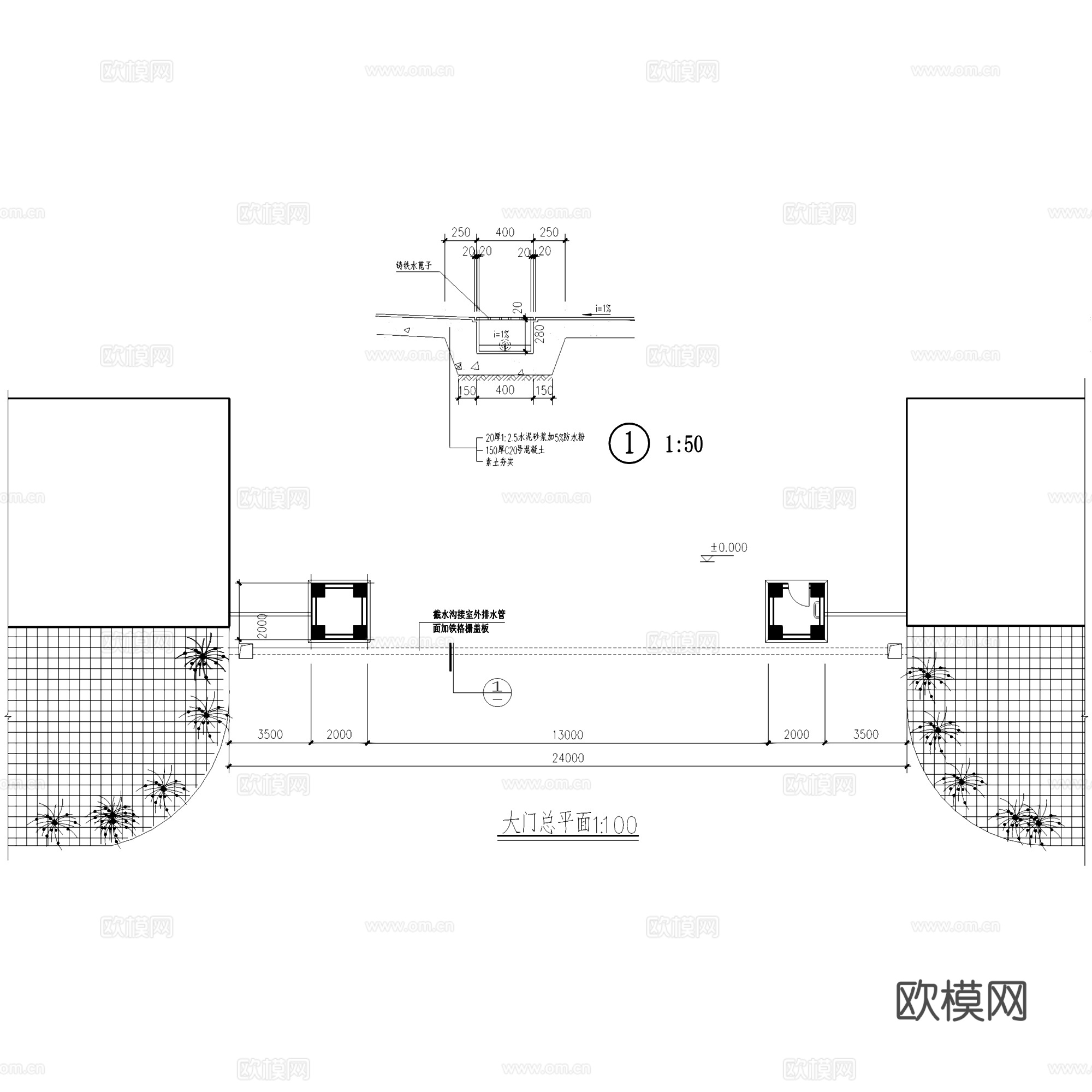 五金机电产品批发市场大门CAD施工详图集cad施工图