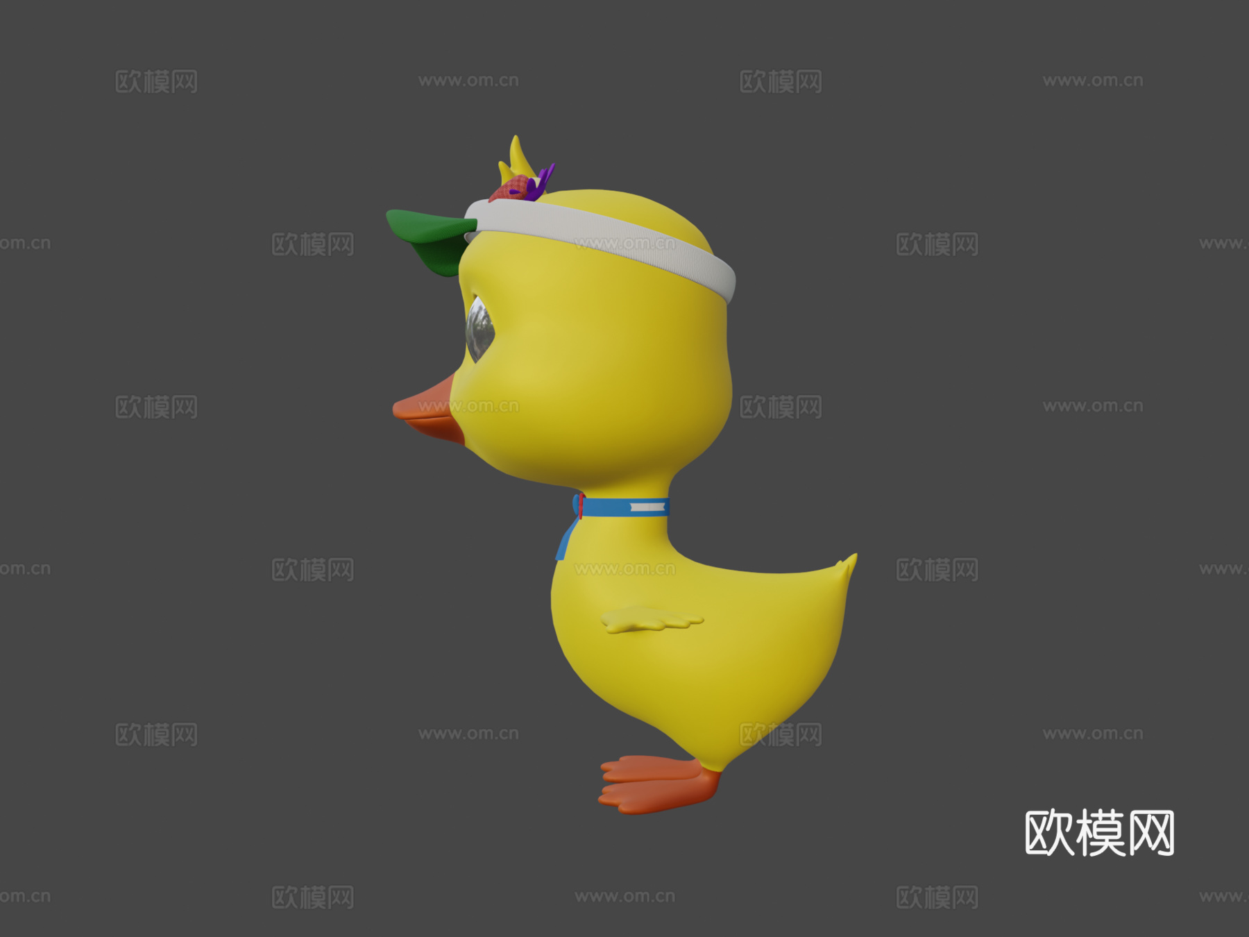 资产卡通角色鸭子骨骼3d模型下载（渲染图5）