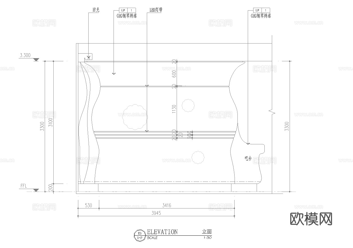 高档时尚酒吧  最新全套施工图设计cad施工图