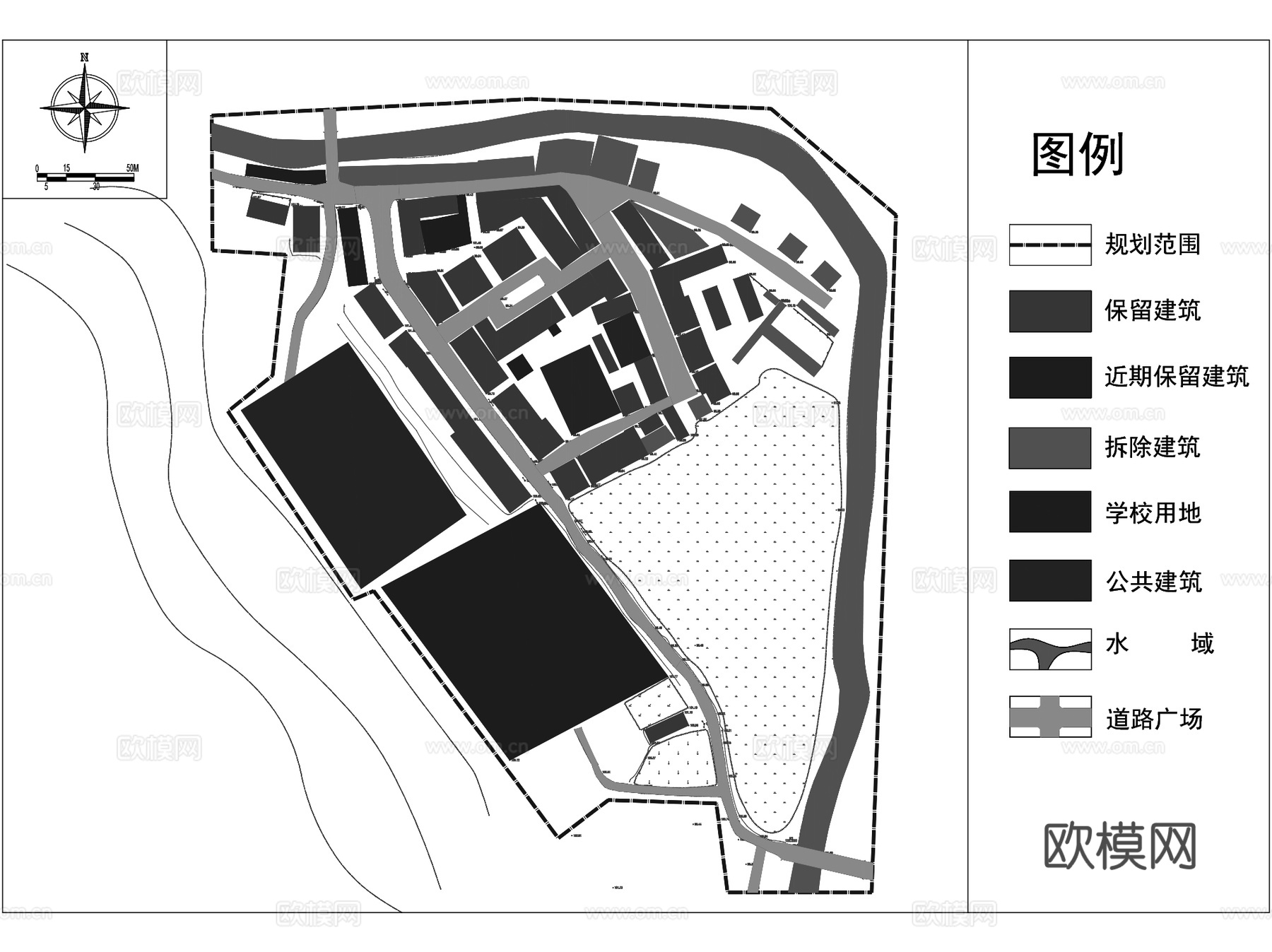 安远县双芫乡圩镇规划CAD施工图全套cad施工图