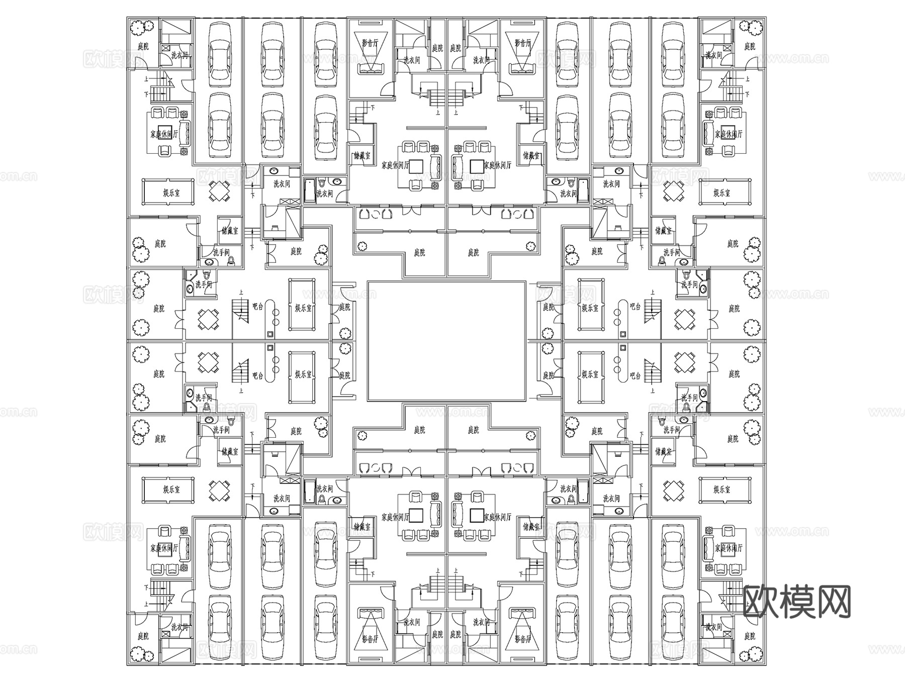 别墅四合院建筑CAD施工图cad施工图