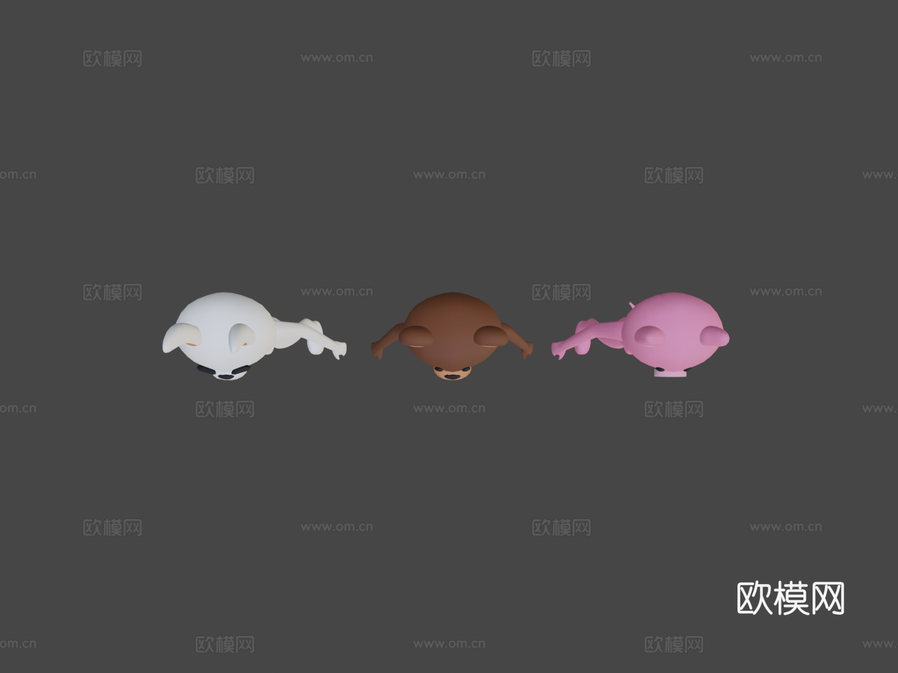 低多边形动物吉祥物3d模型下载（渲染图5）