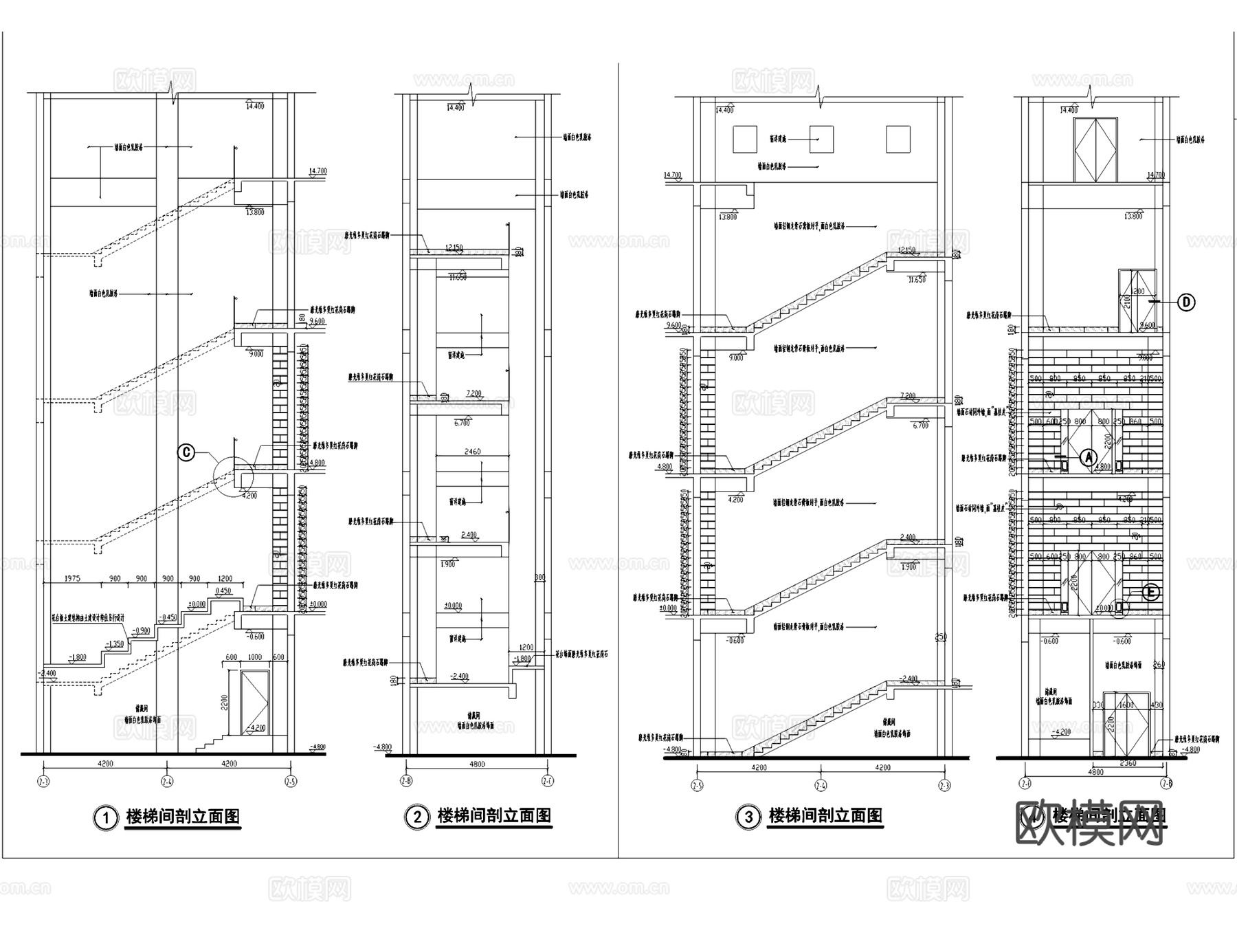 宾馆酒店公区大堂会议室楼梯室内装饰CAD施工图集cad施工图