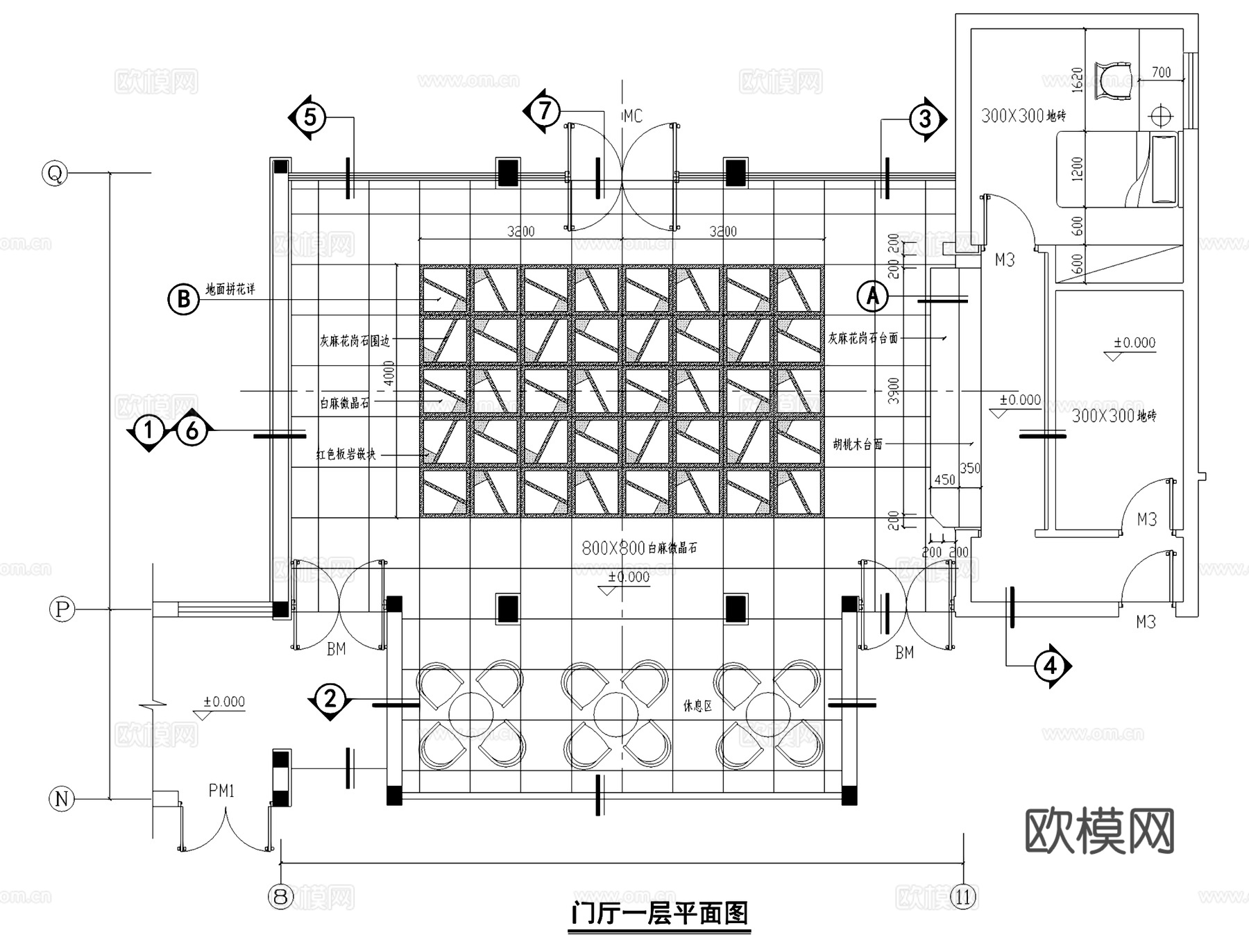 宾馆门厅室内装饰CAD施工图集cad施工图