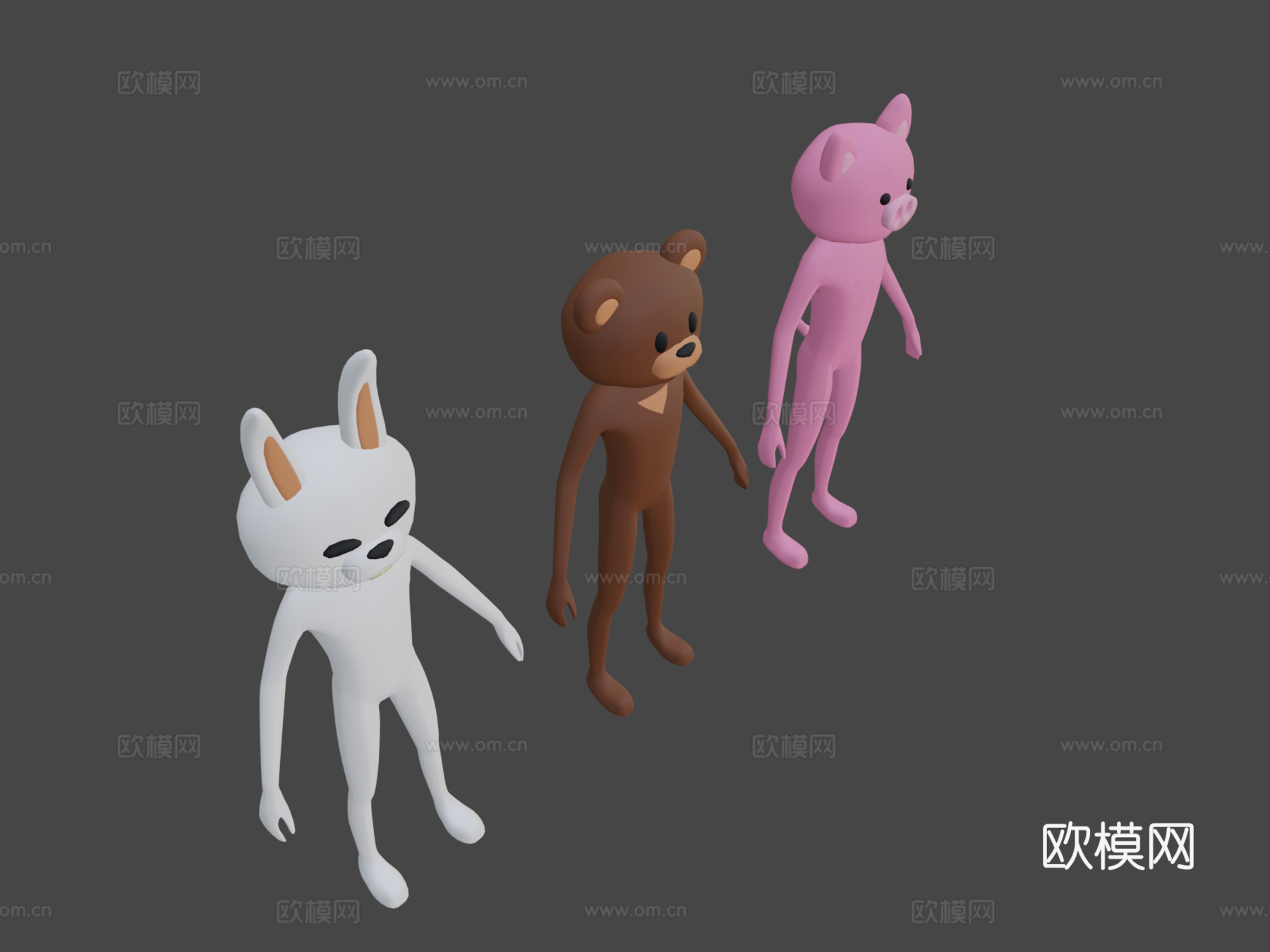 低多边形动物吉祥物3d模型下载（渲染图7）