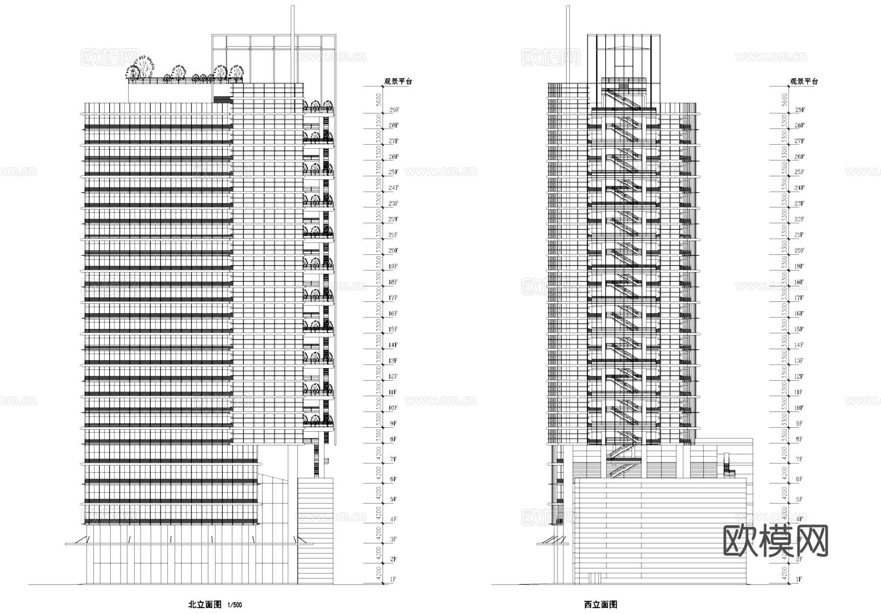 酒店办公高层综合楼建筑CAD施工图集cad施工图